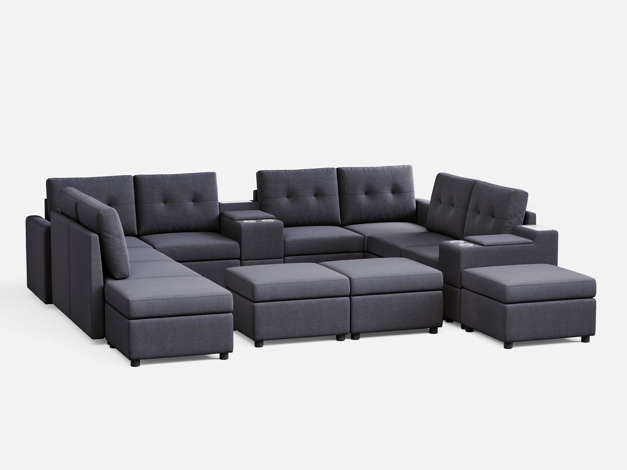 RUBIK III 8 Seats with 4 Ottomans & 2 Consoles - LINSY HOME