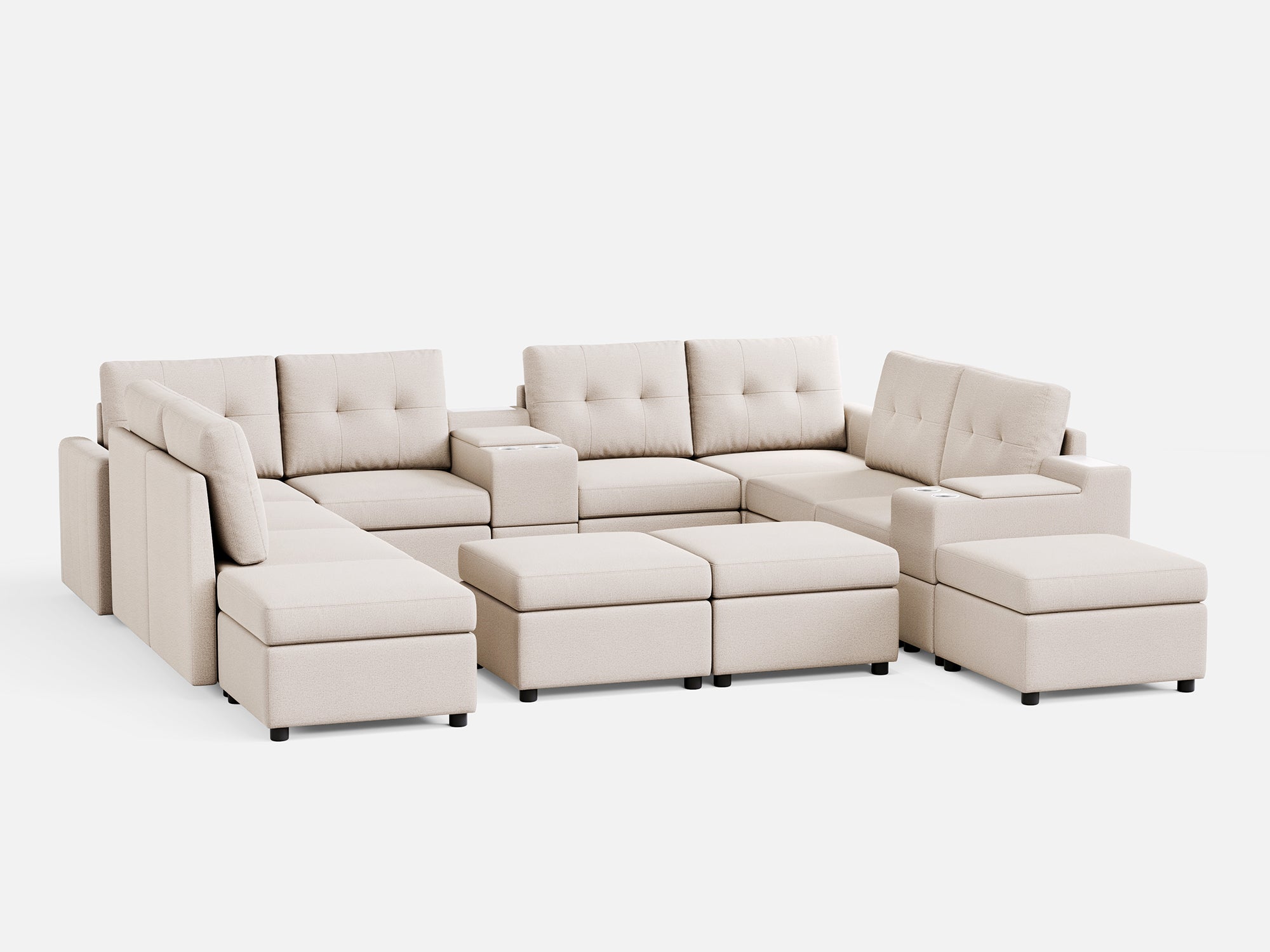 RUBIK III 8 Seats with 4 Ottomans & 2 Consoles - LINSY HOME