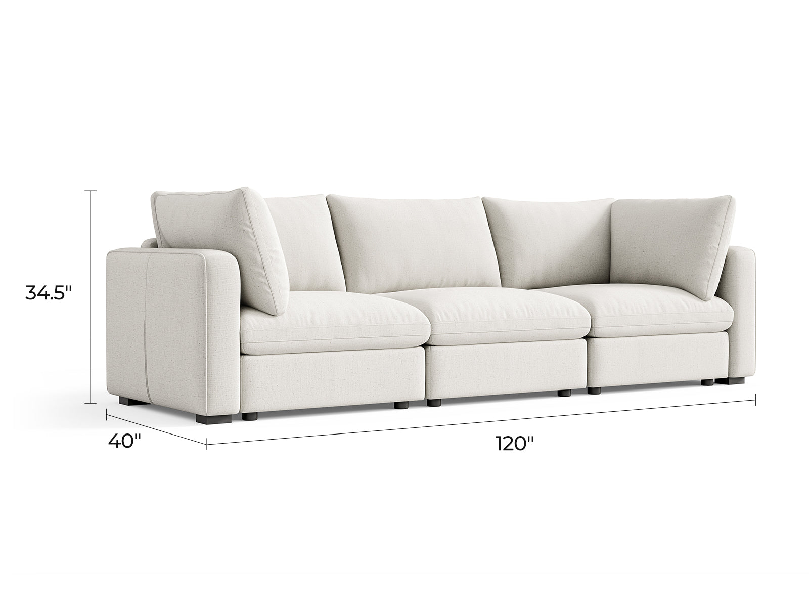 Rubik V Linen 3 Seats Couch
