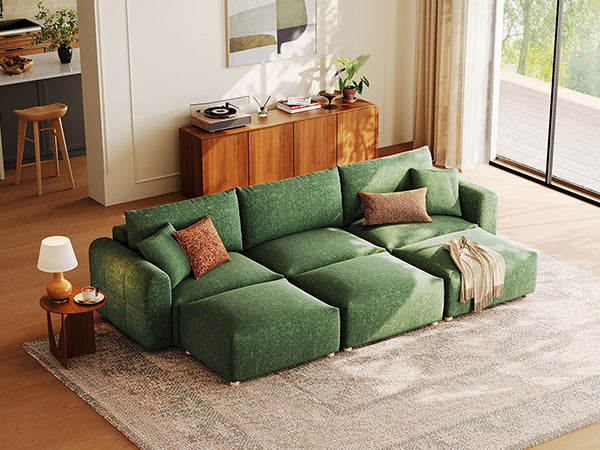 RUBIK L 3 Seats with 3 Ottomans
