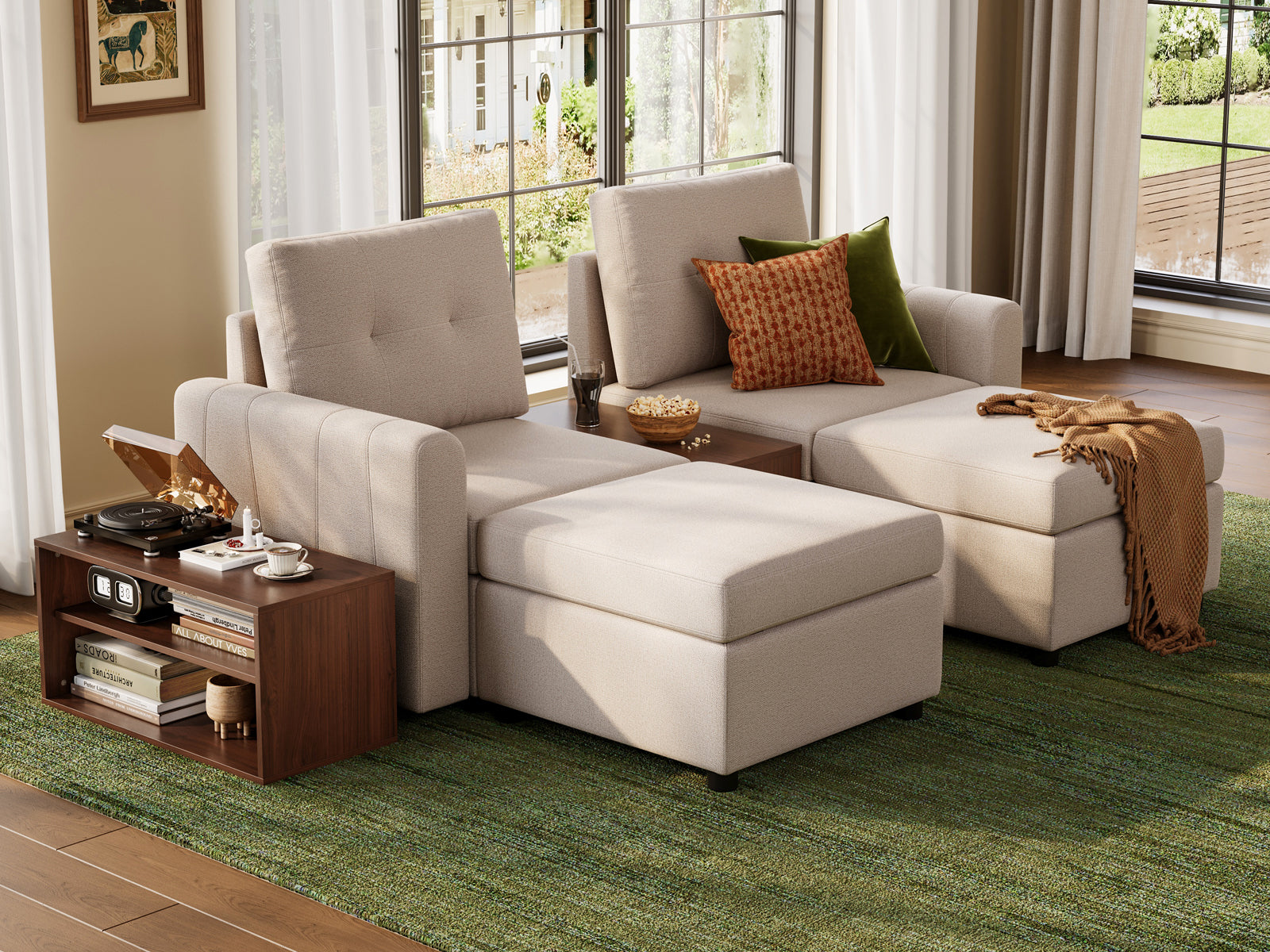 CABIK I 2 Open & 3 Single-Drawer & 3 Double-Drawer Cabinet