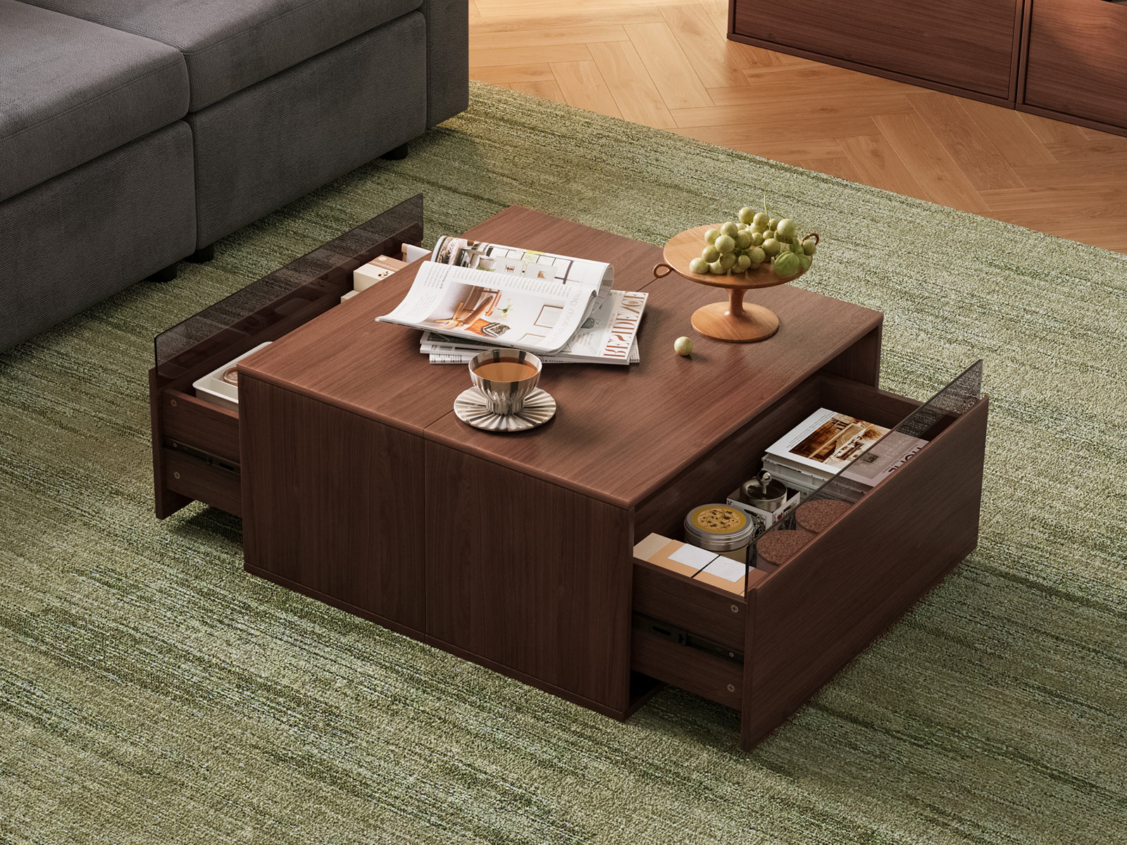 CABIK I 2 Open & 2 Single-Drawer Cabinet