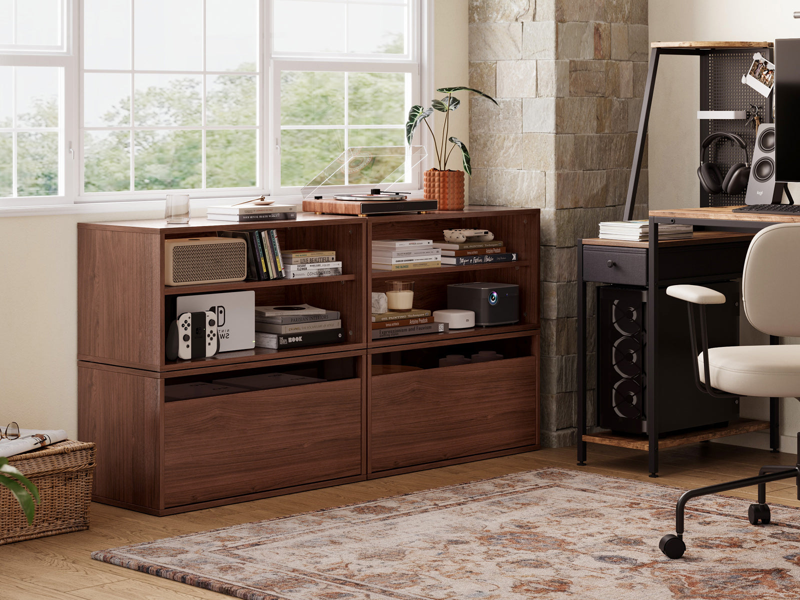 CABIK I 2 Open & 2 Single-Drawer Cabinet