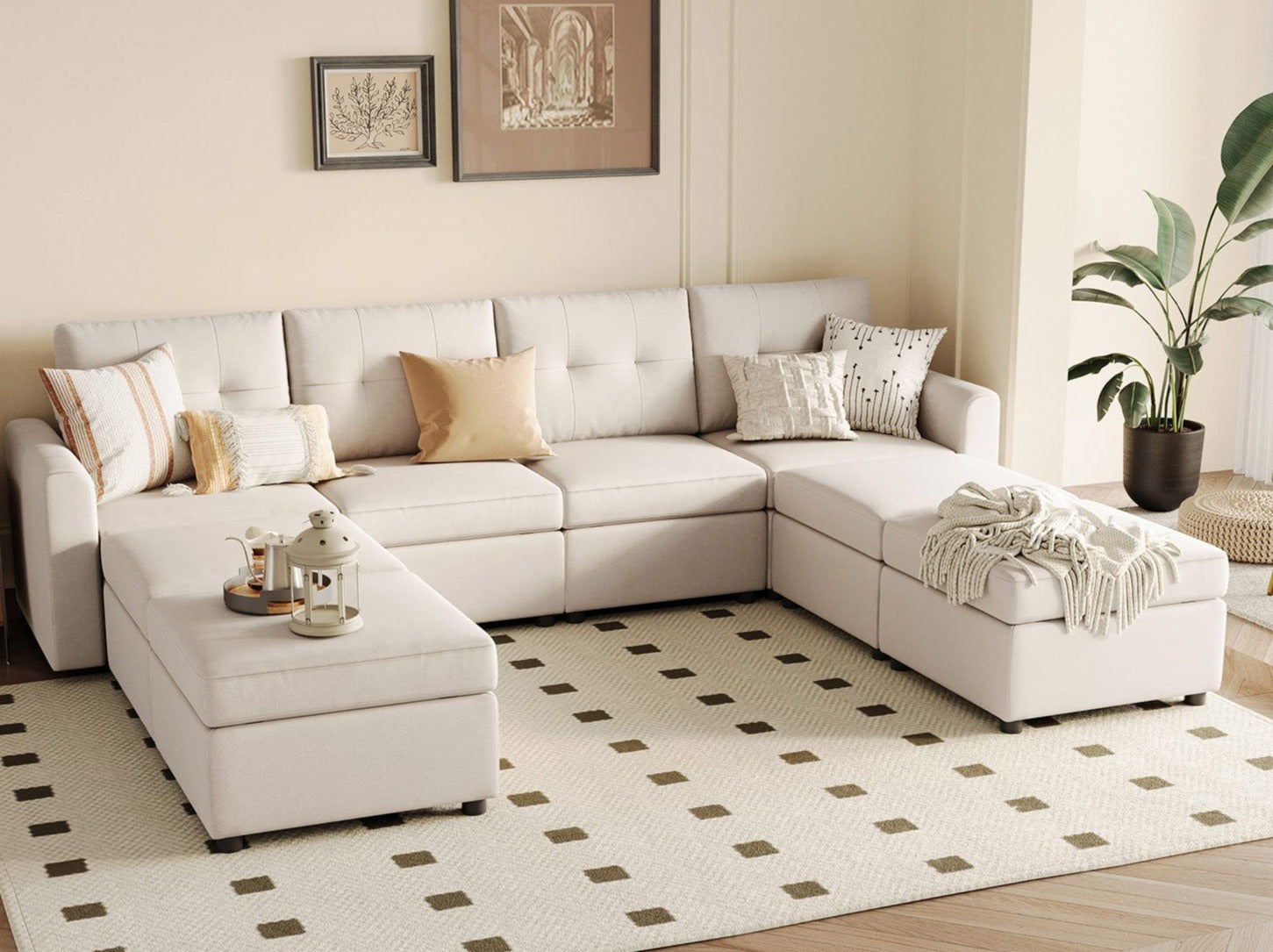 RUBIK III 4 Seats with 4 Ottomans - LINSY HOME