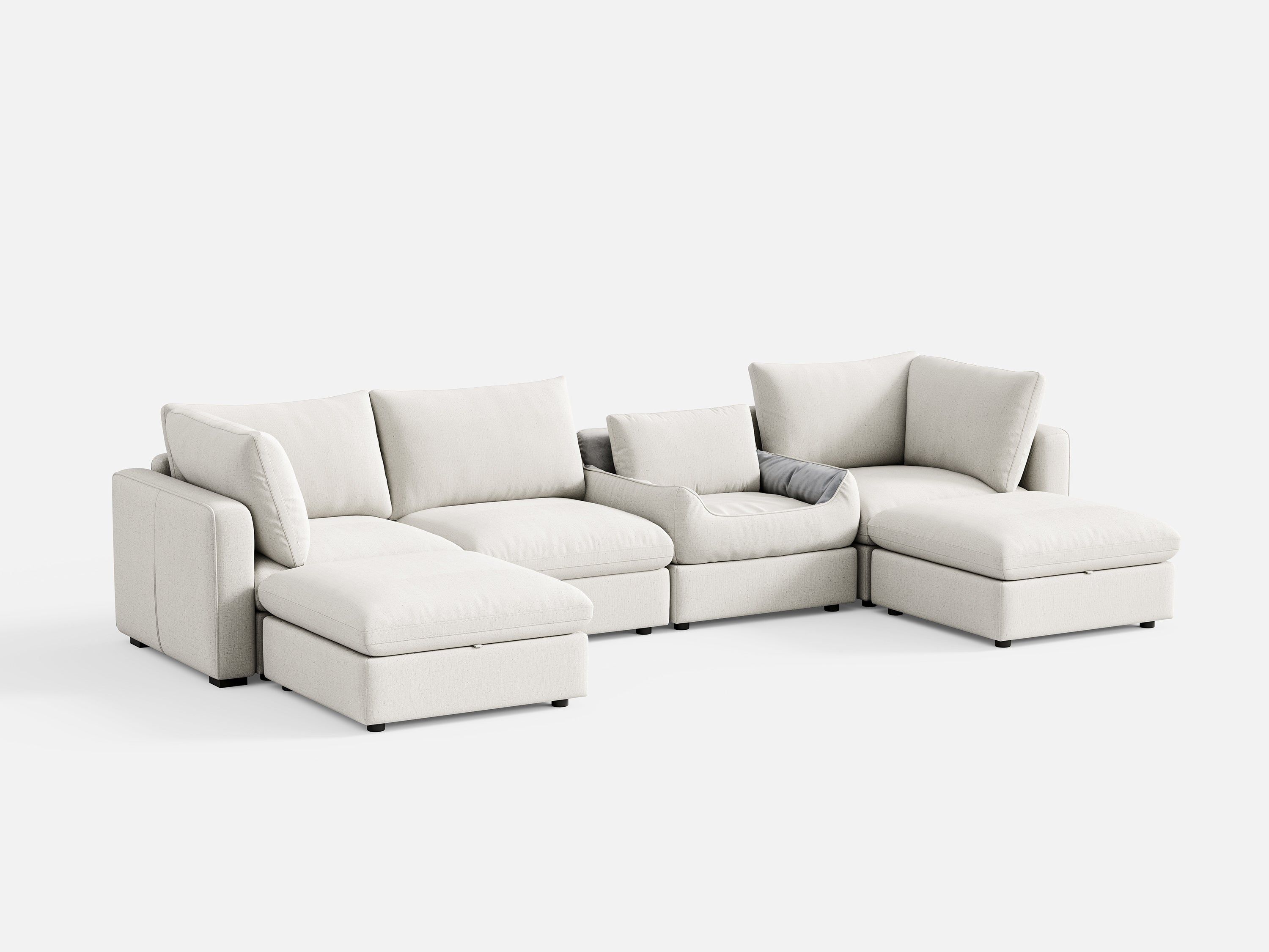 RUBIK V 4 Seats with 2 Ottomans & Pet Bed Module - LINSY HOME