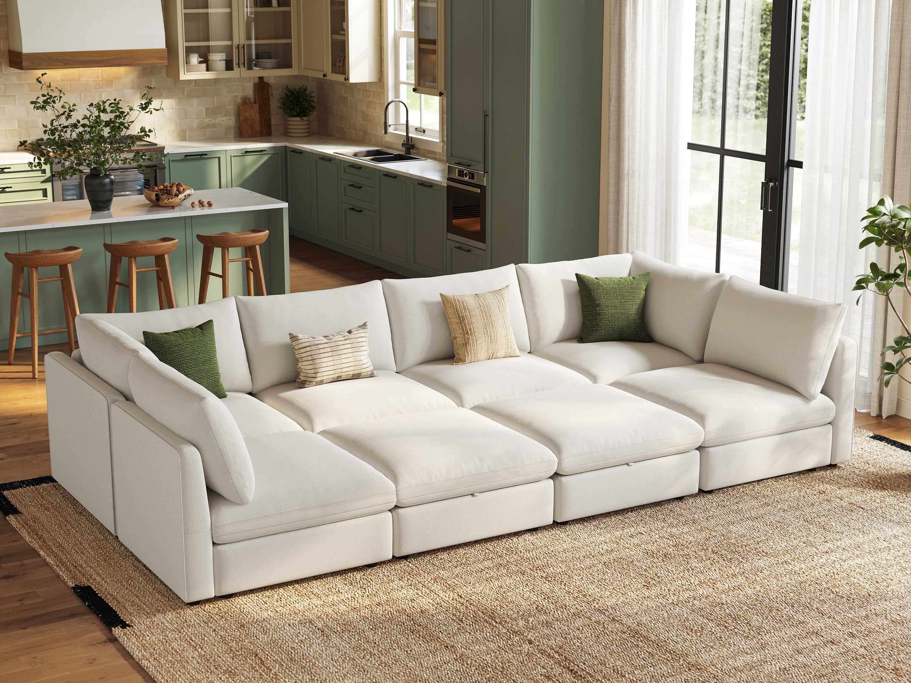 RUBIK V 4 Seats with 2 Corners & 2 Ottomans - LINSY HOME