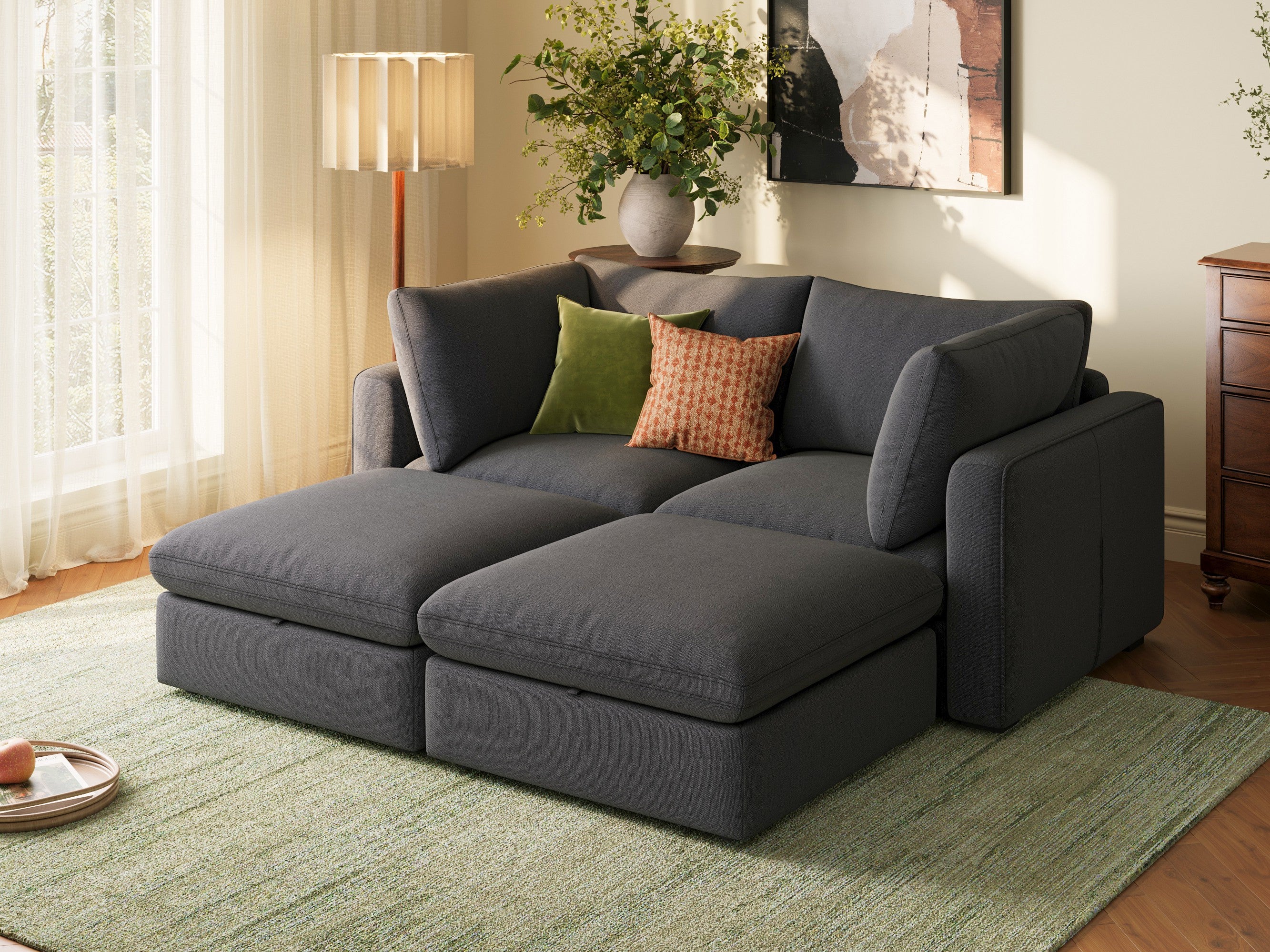 RUBIK V 2 Seats with 2 Ottomans - LINSY HOME