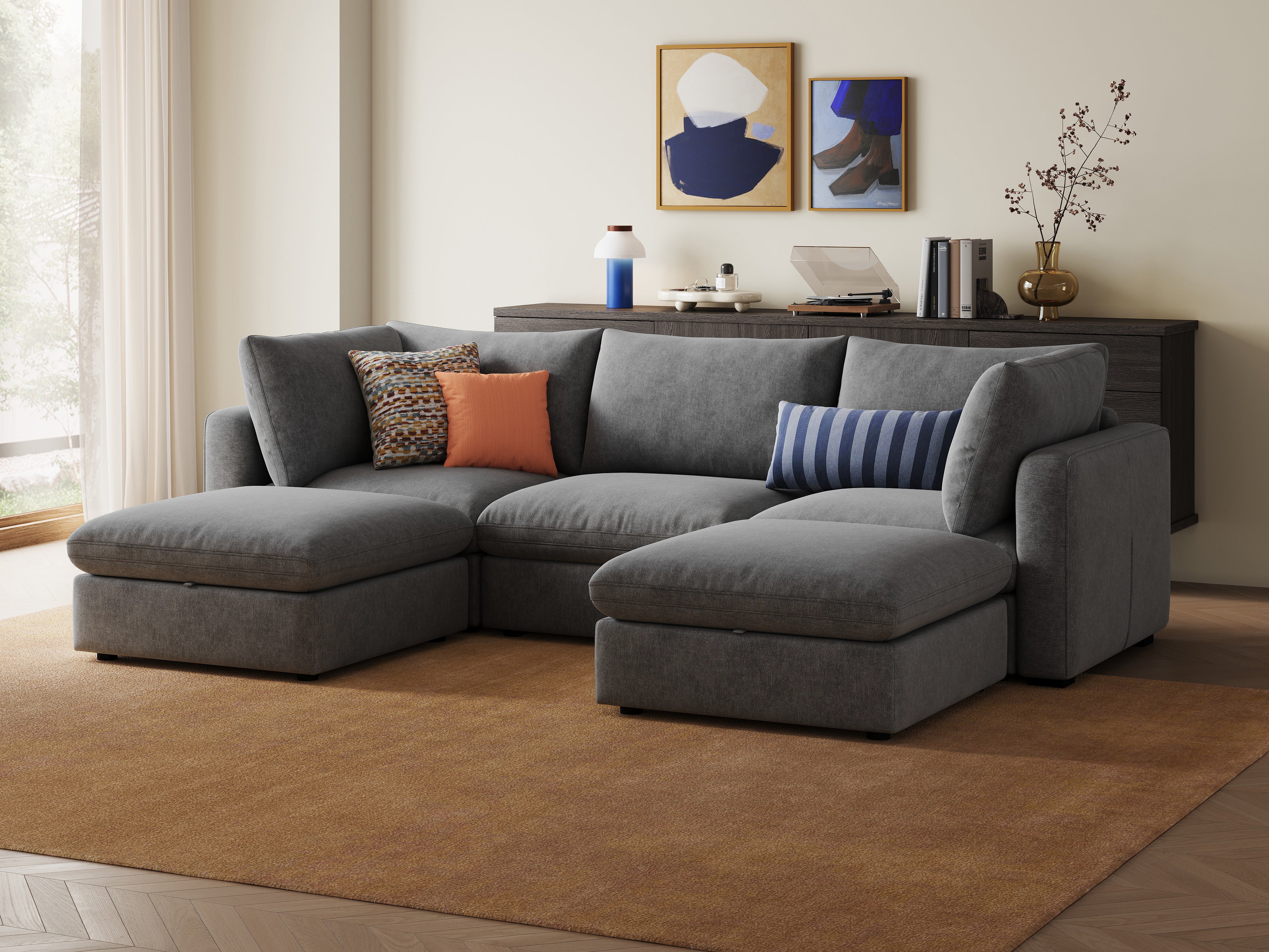 RUBIK V 3 Seats with 2 Ottomans