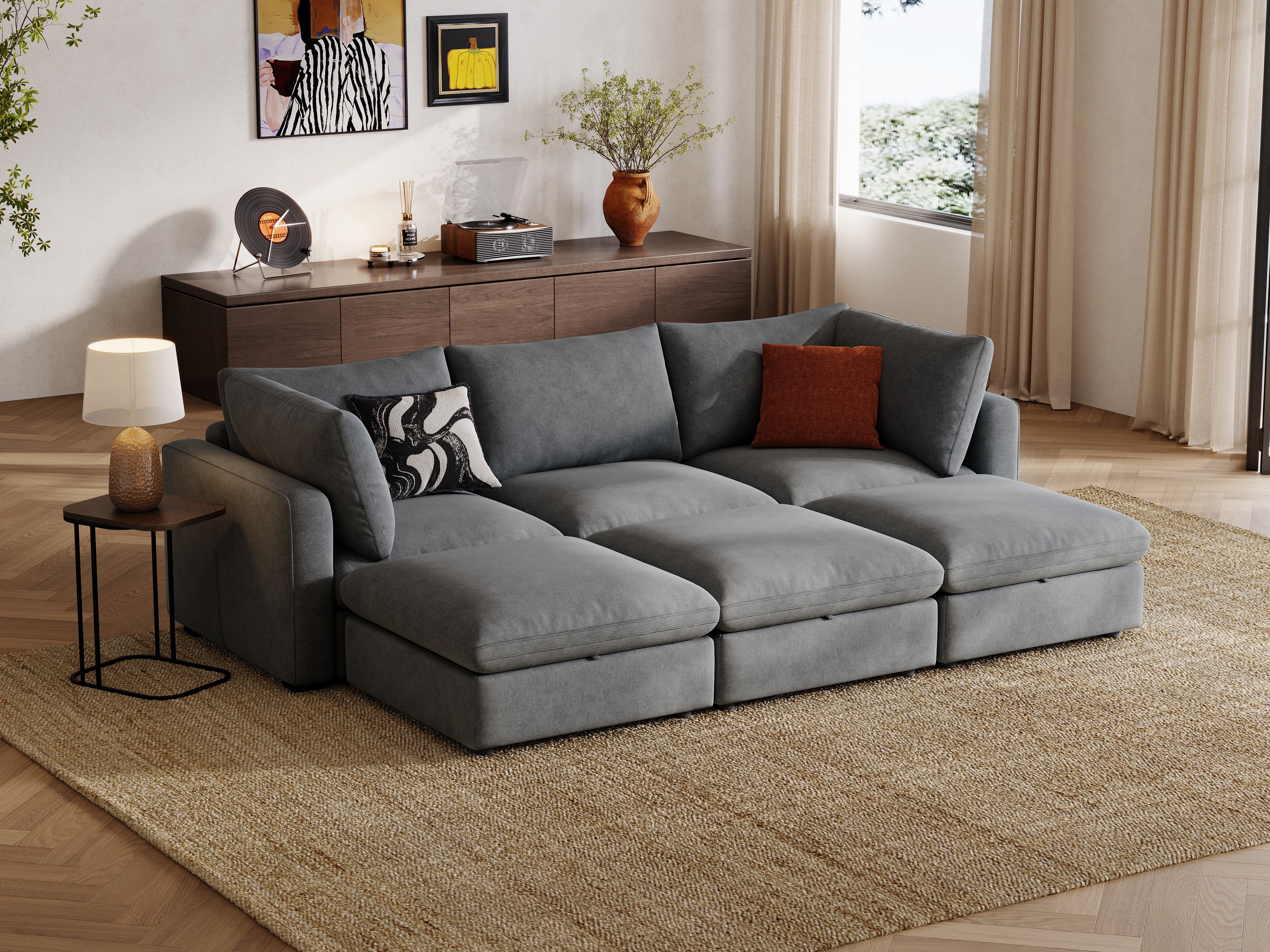 RUBIK V 3 Seats with 3 Ottomans