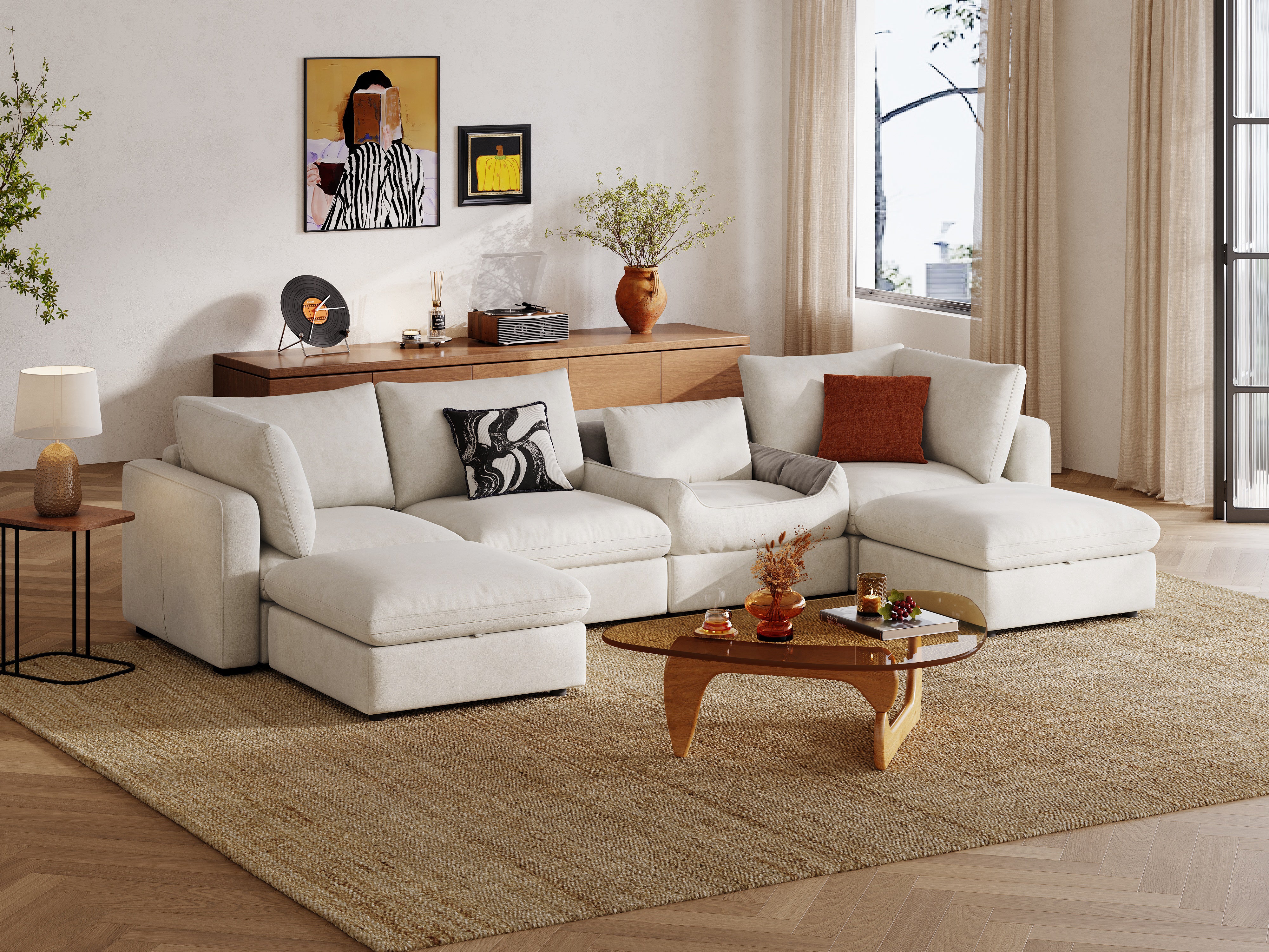 RUBIK V 4 Seats with 2 Ottomans & Pet Bed Module