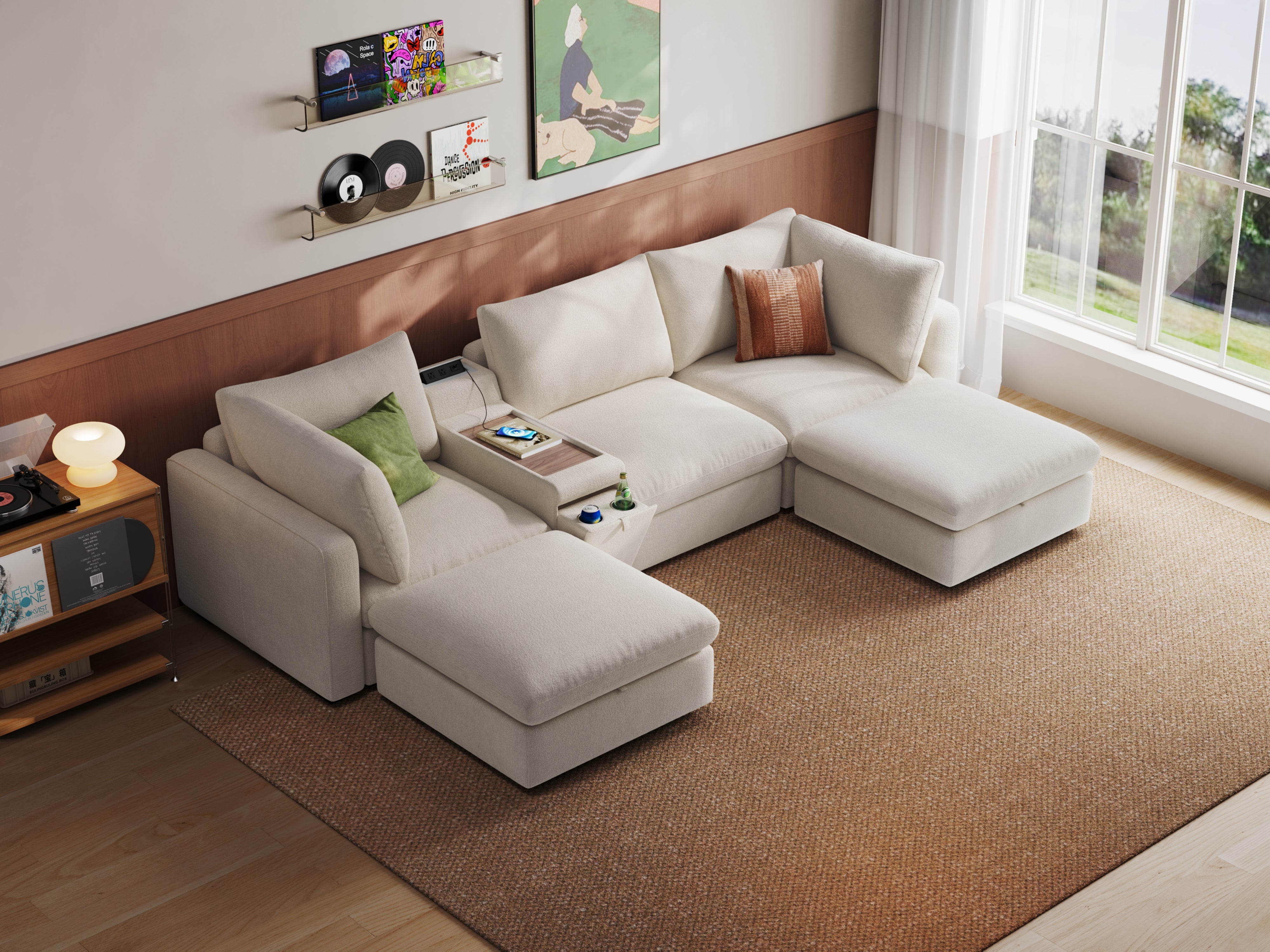 RUBIK V 3 Seats with 2 Ottomans & Console