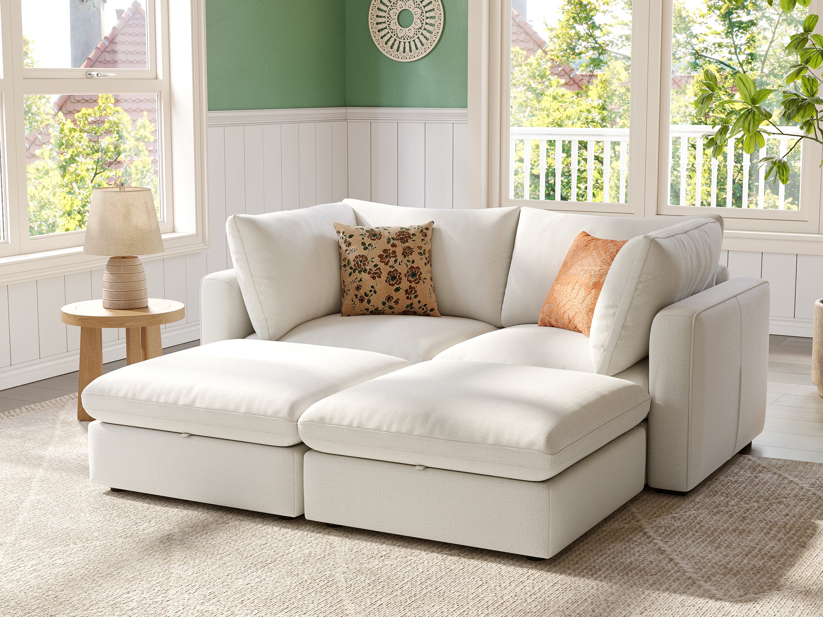 RUBIK V 2 Seats with 2 Ottomans - LINSY HOME