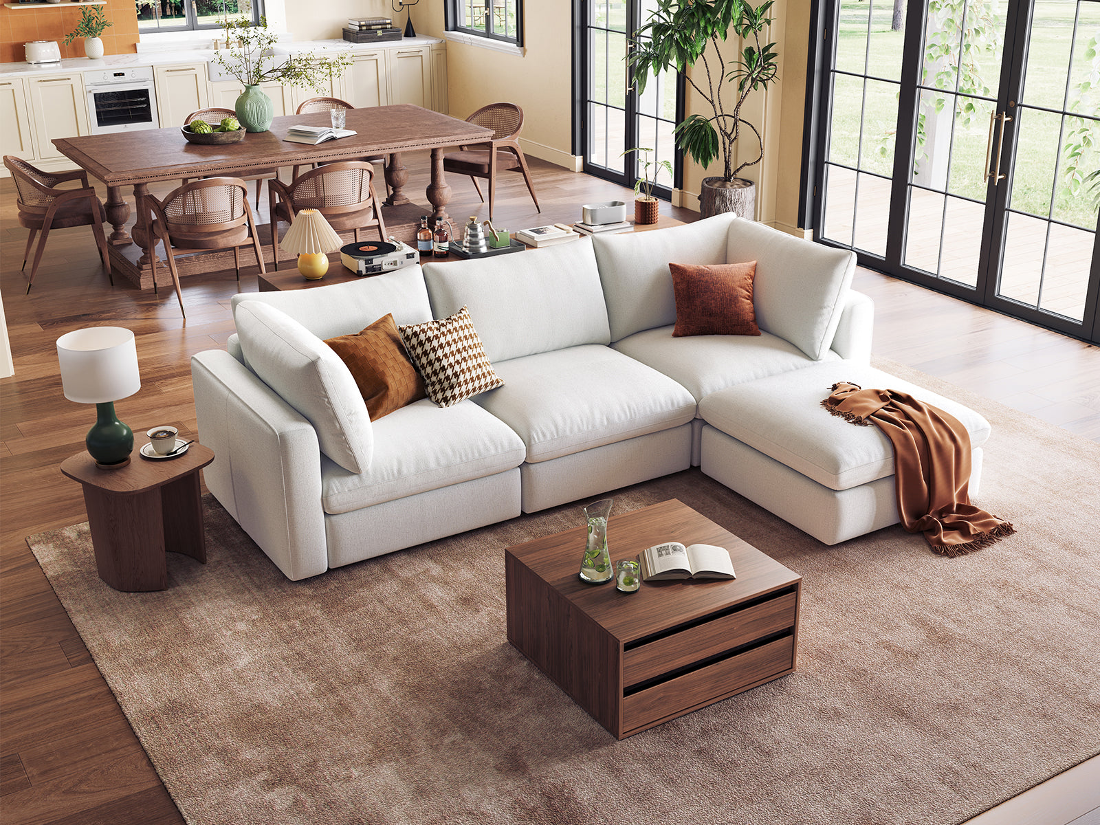 RUBIK V 3 Seats with Ottoman & CABIK I Modular Storage Cabinet