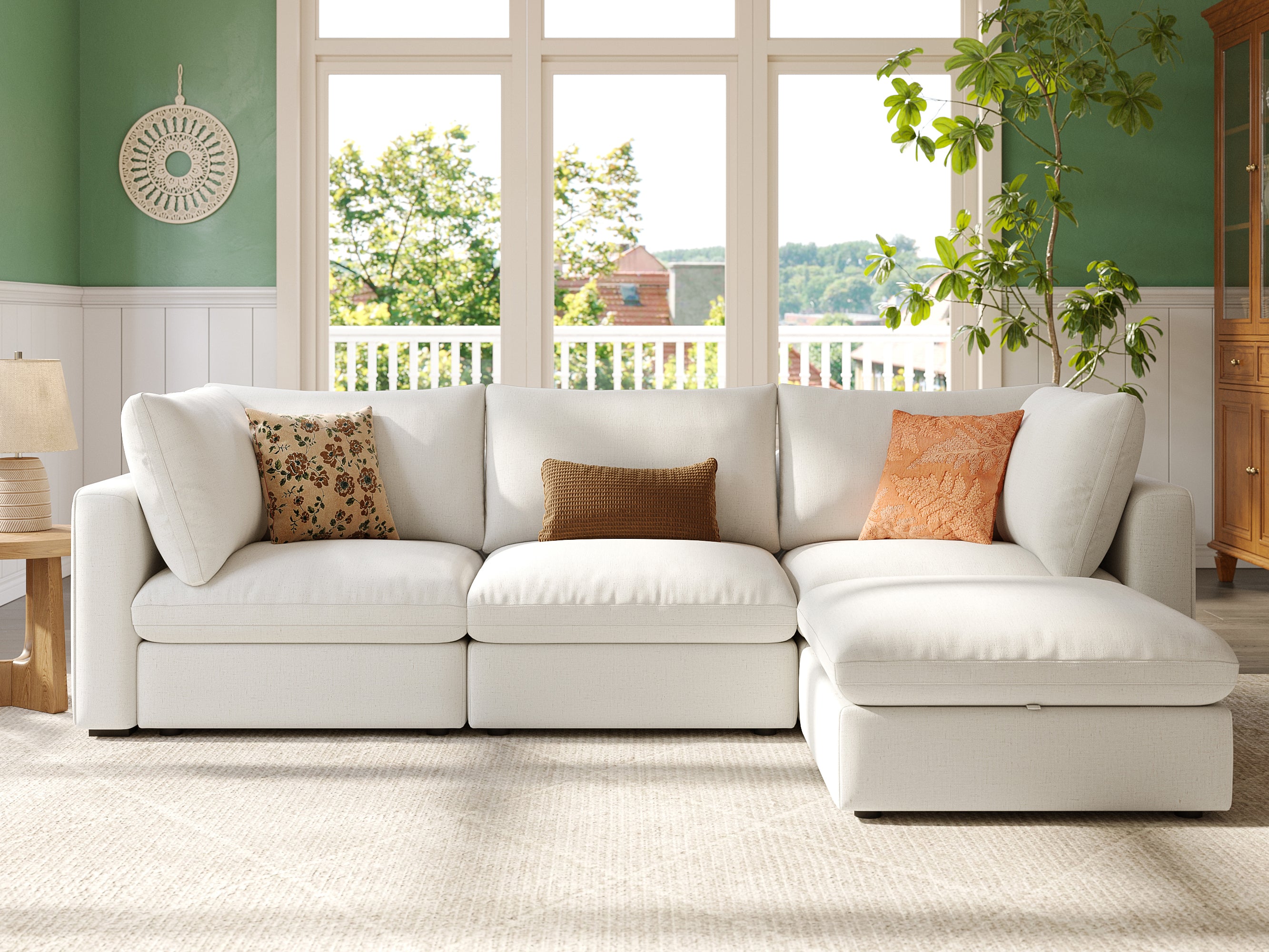 RUBIK V 3 Seats with Ottoman & CABIK I Modular Storage Cabinet