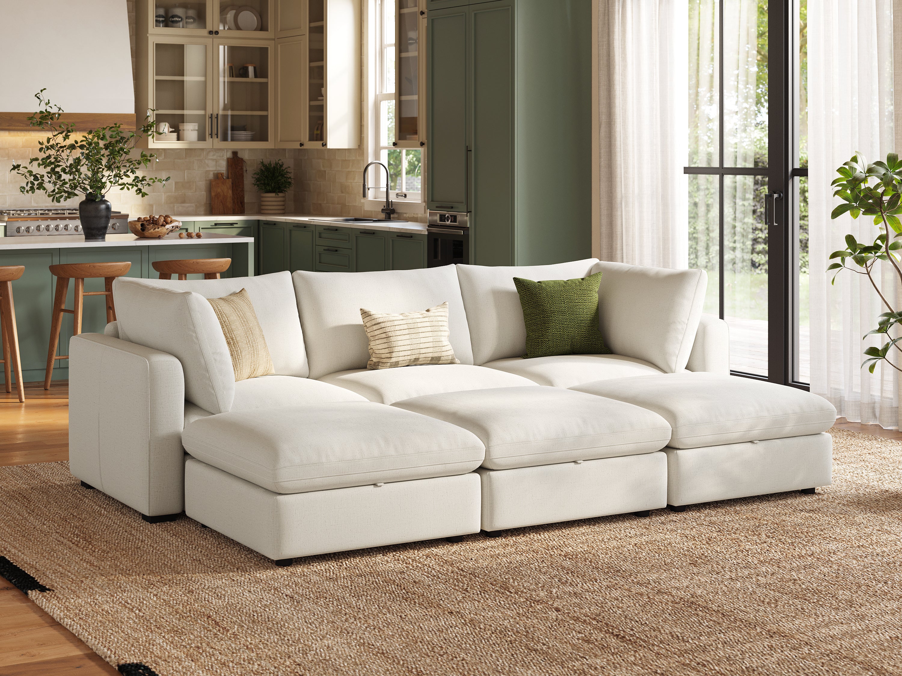 RUBIK V 3 Seats with 3 Ottomans - LINSY HOME