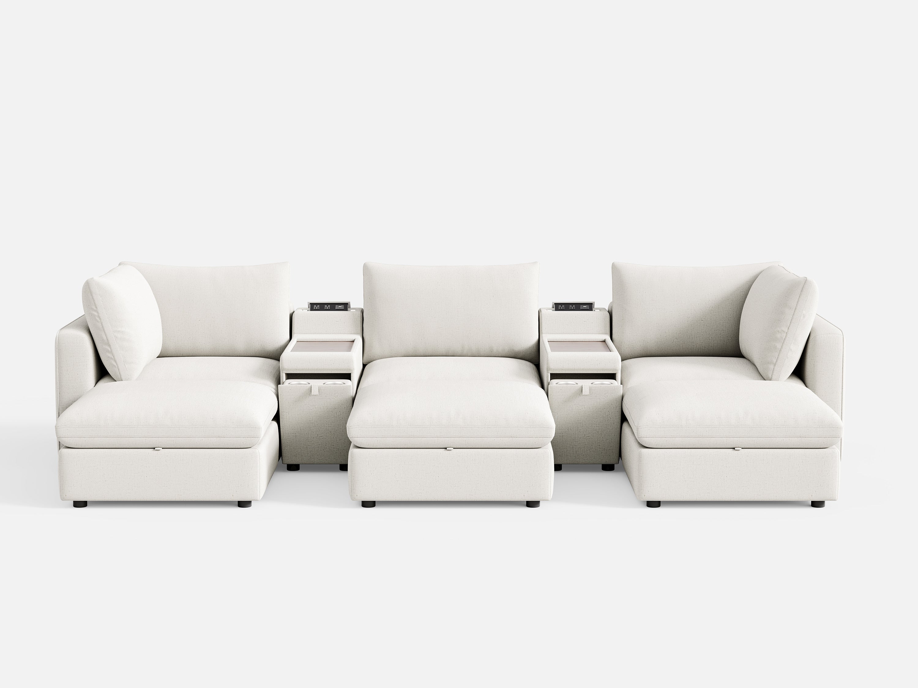 RUBIK V 3 Seats with 3 Ottomans & 2 Consoles - LINSY HOME