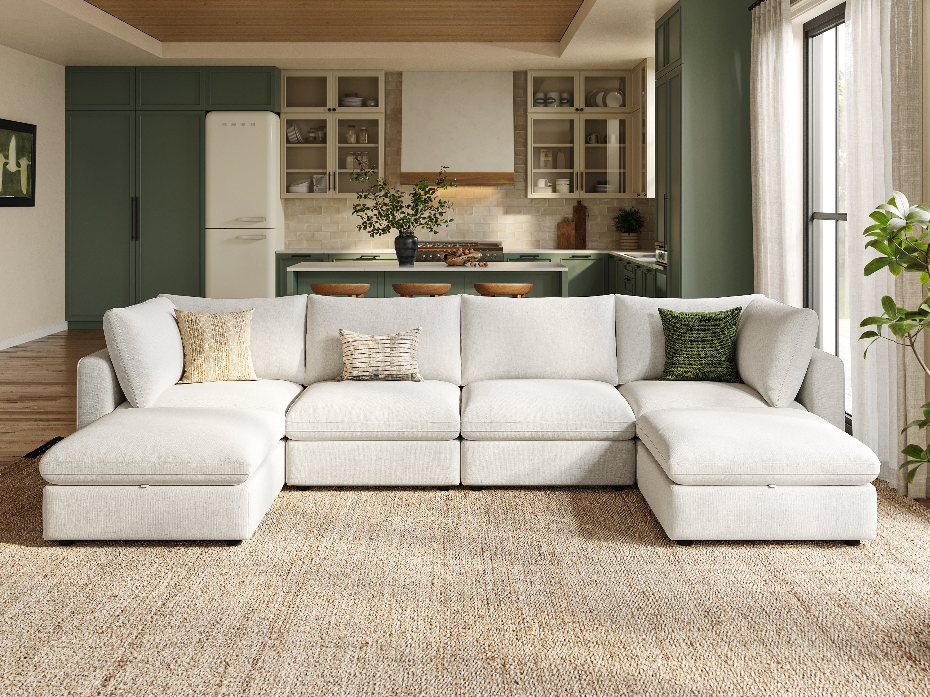 RUBIK V 4 Seats with 2 Ottomans - LINSY HOME