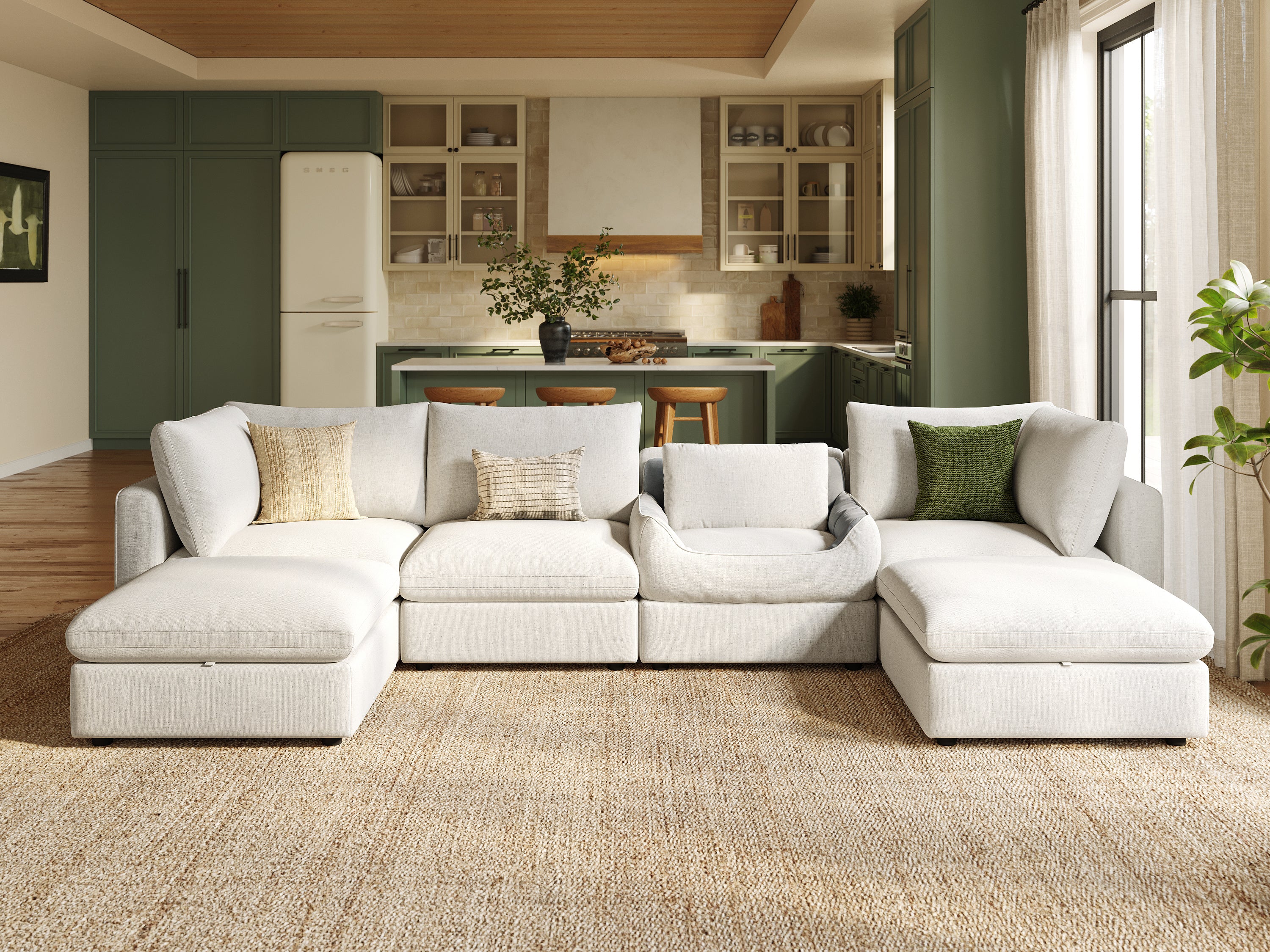 RUBIK V 4 Seats with 2 Ottomans & Pet Bed Module - LINSY HOME