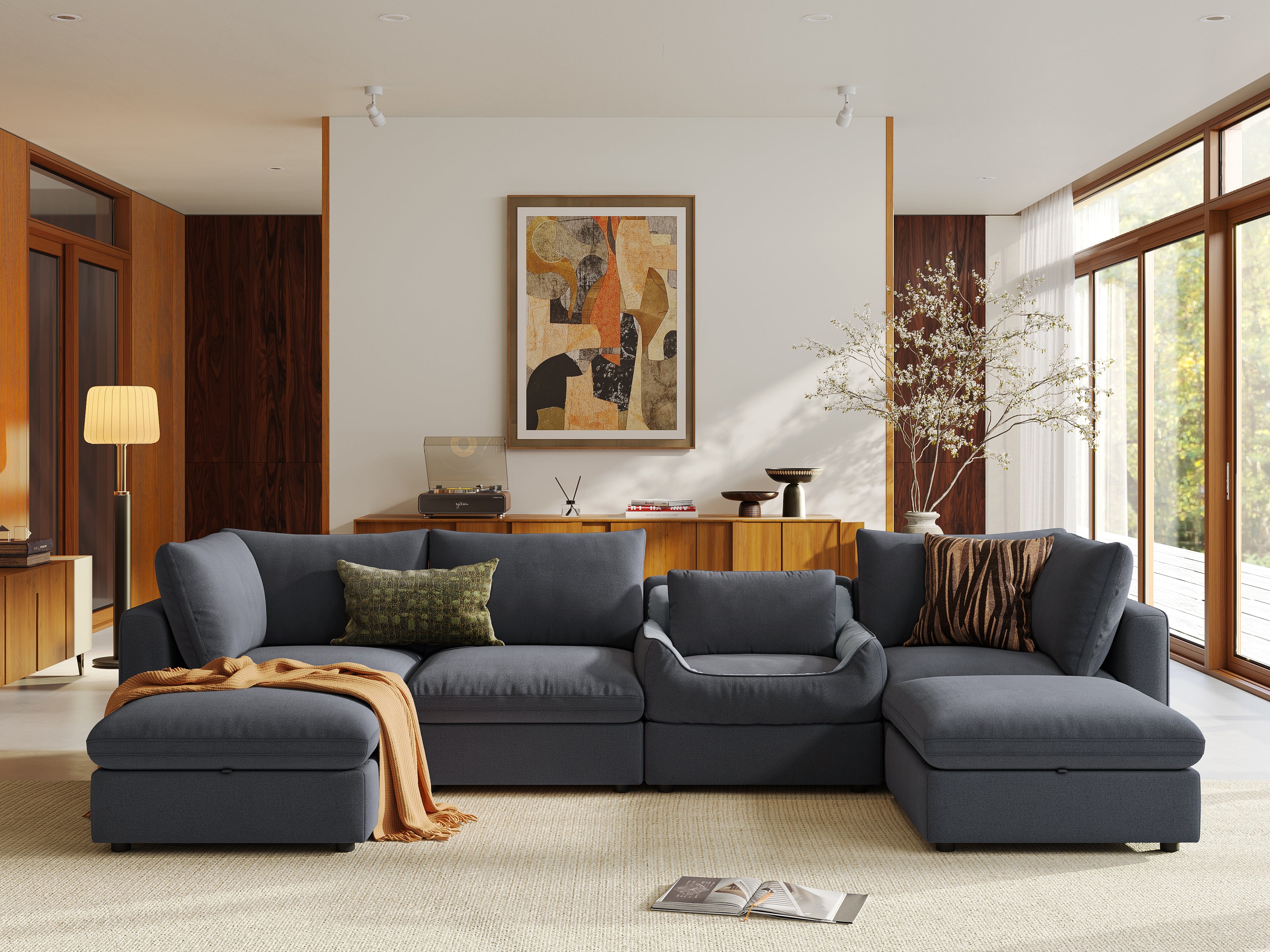 RUBIK V 4 Seats with 2 Ottomans & Pet Bed Module - LINSY HOME