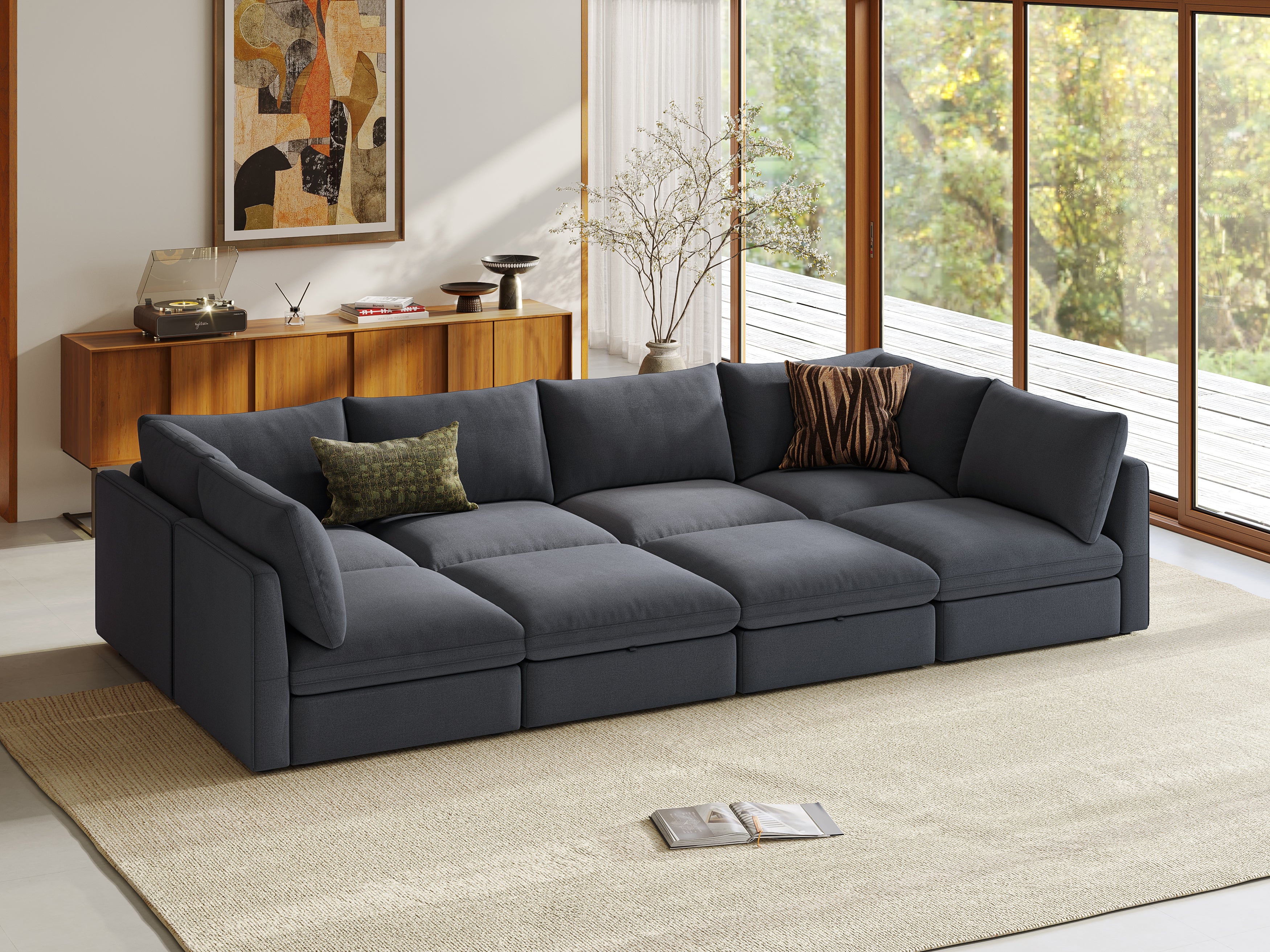 RUBIK V 4 Seats with 2 Corners & 2 Ottomans - LINSY HOME