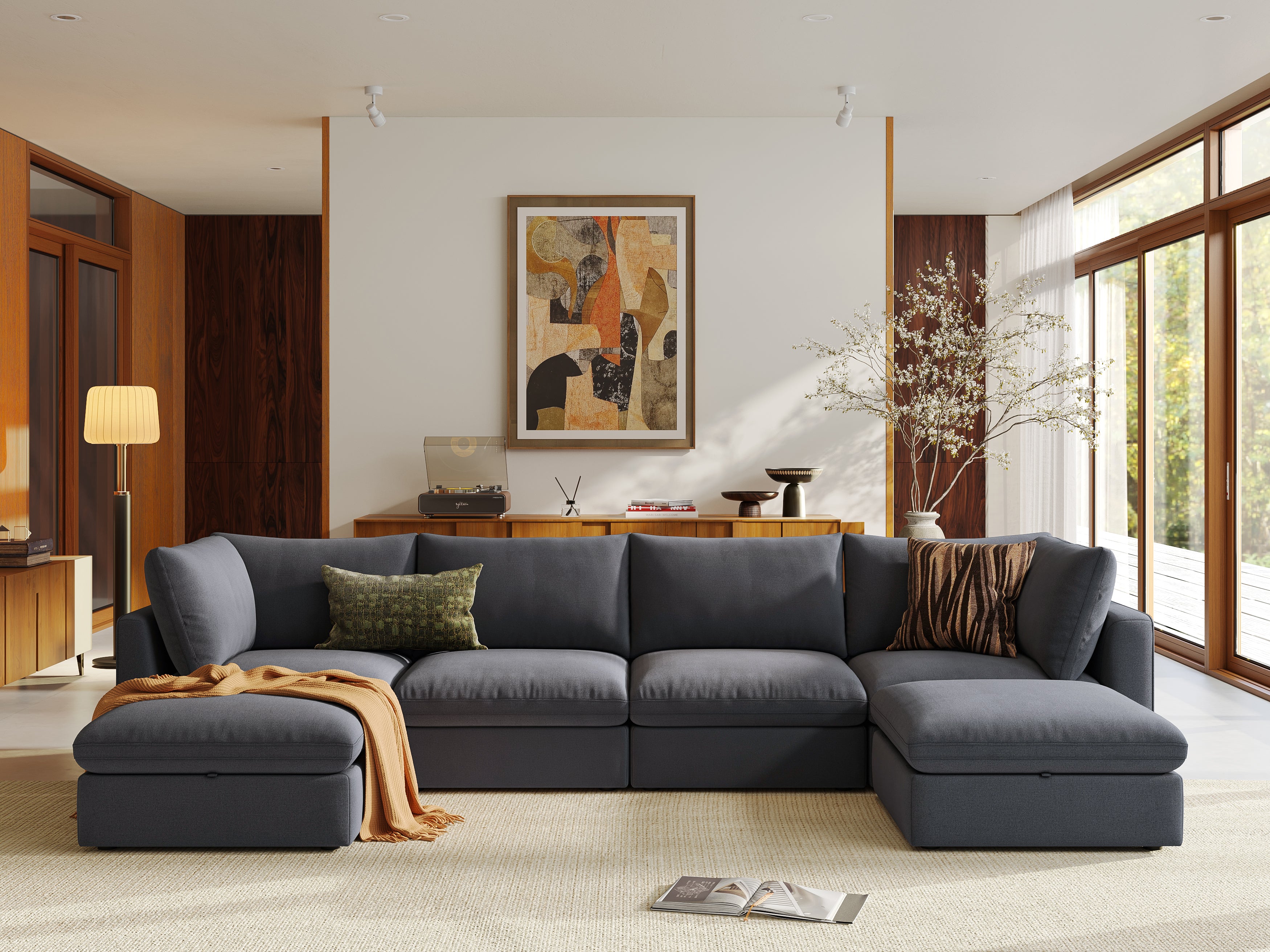 RUBIK V 4 Seats with 2 Ottomans - LINSY HOME