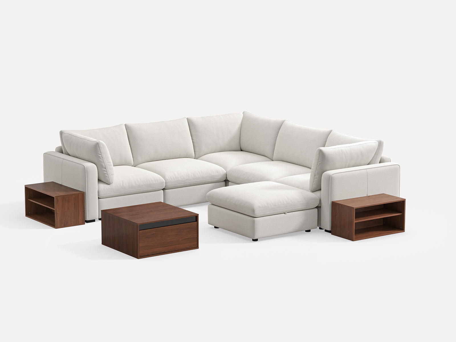 RUBIK V 4 Seats with Corner & Ottoman & CABIK I Modular Storage Cabinet