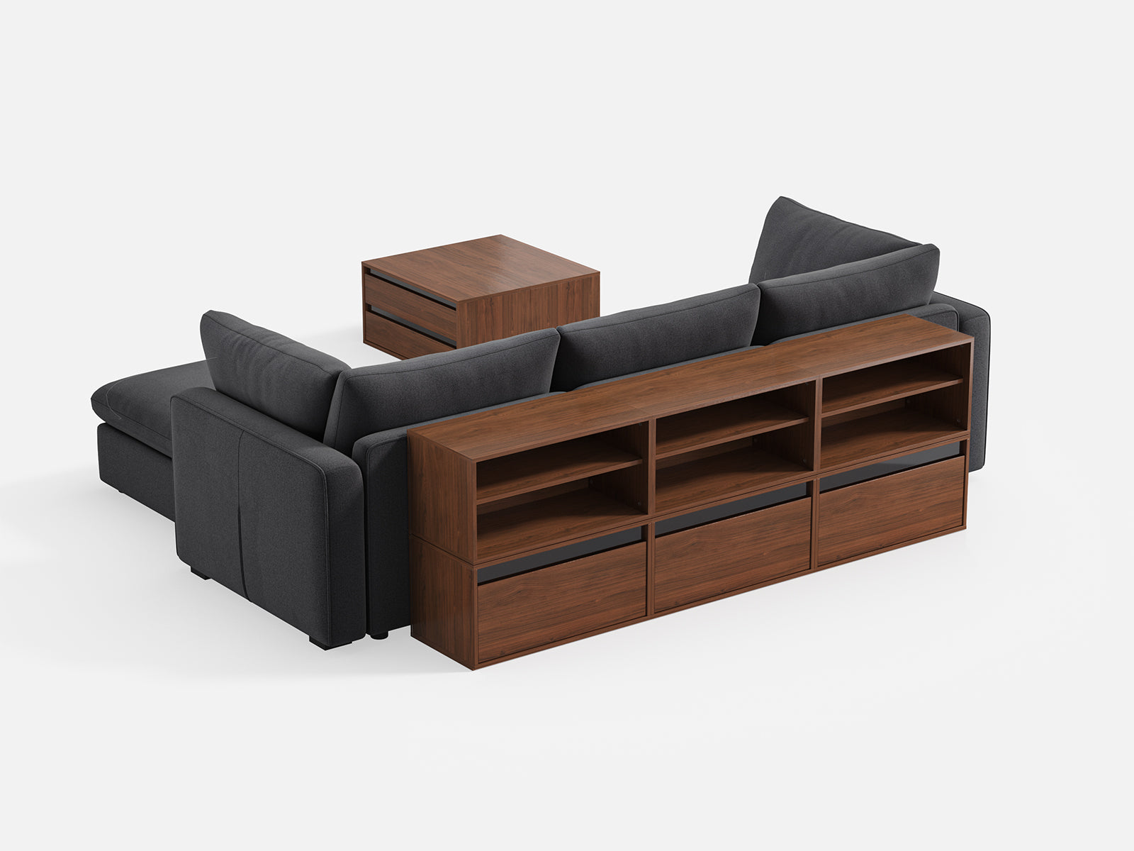 RUBIK V 3 Seats with Ottoman & CABIK I Modular Storage Cabinet