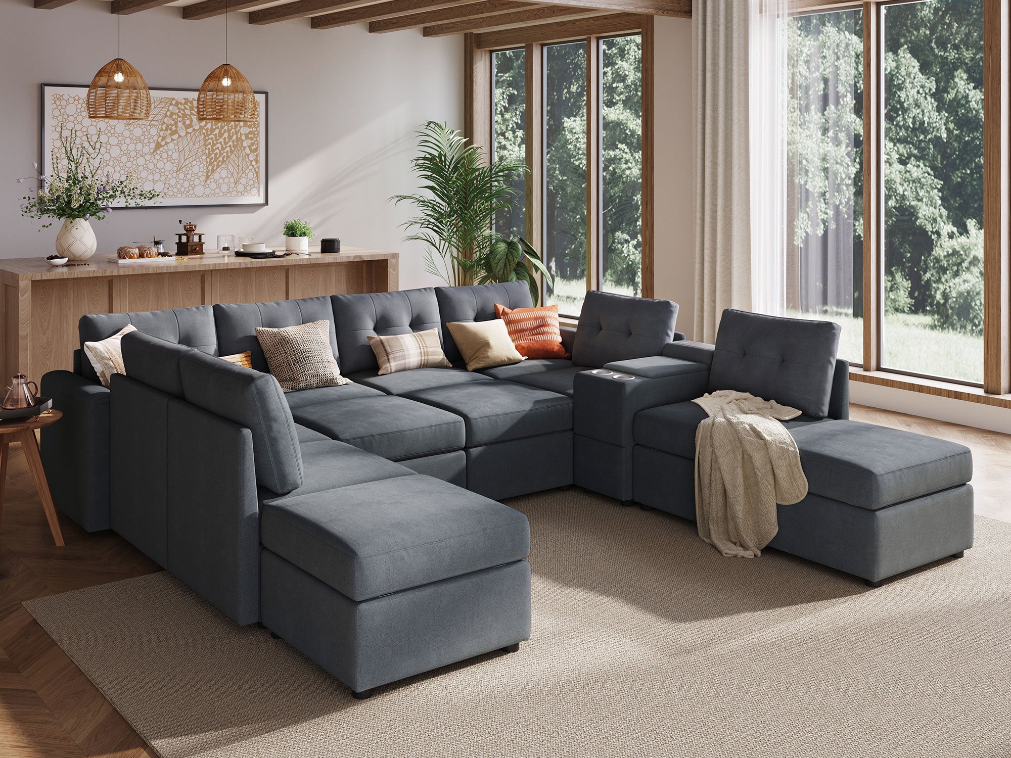 RUBIK III 8 Seats with 4 Ottomans & Console