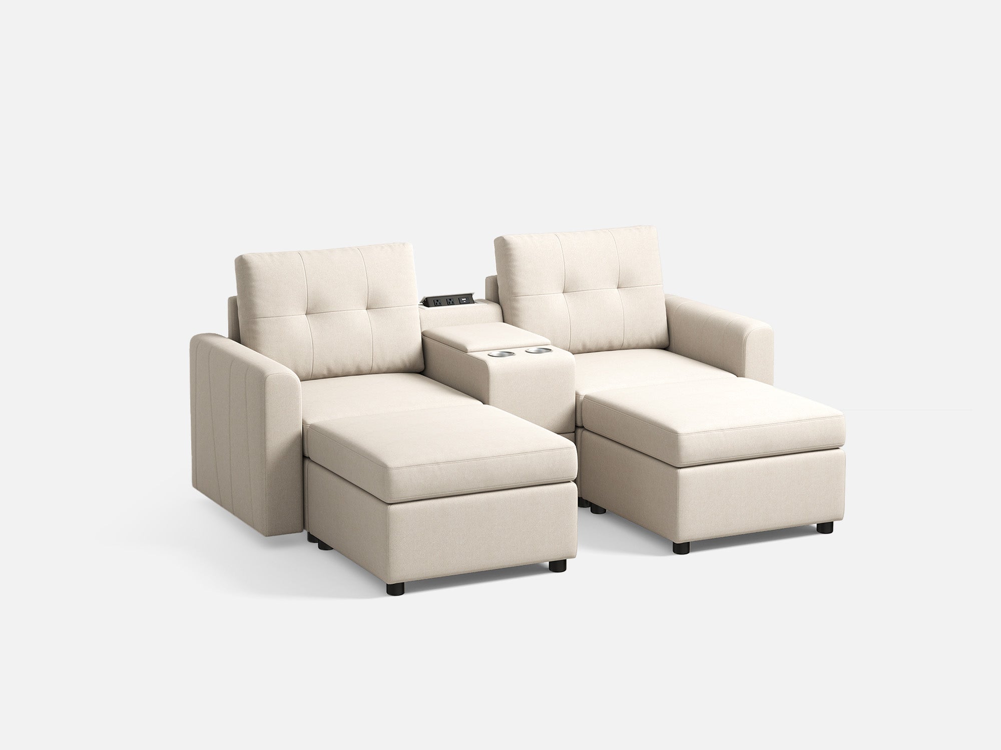 RUBIK III 2 Seats with 2 Ottomans & Console - LINSY HOME