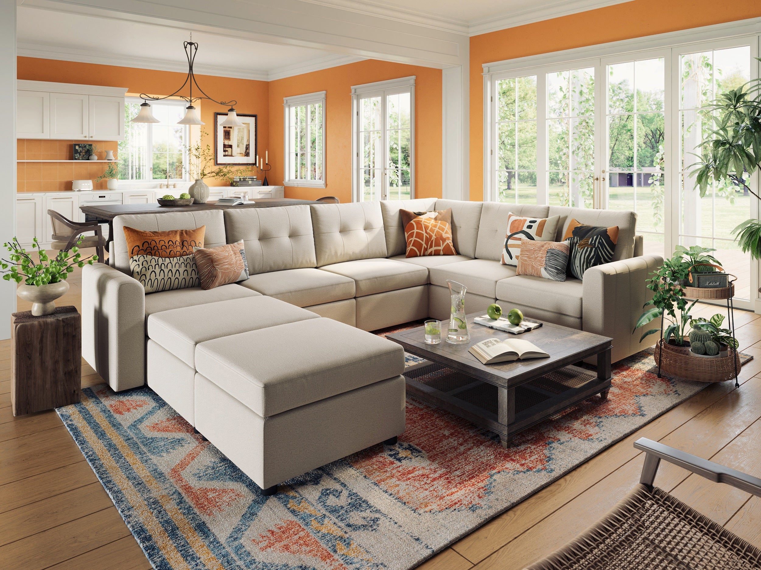 RUBIK III 5 Seats with Corner & 2 Ottomans and An Additional Set of Covers - LINSY HOME