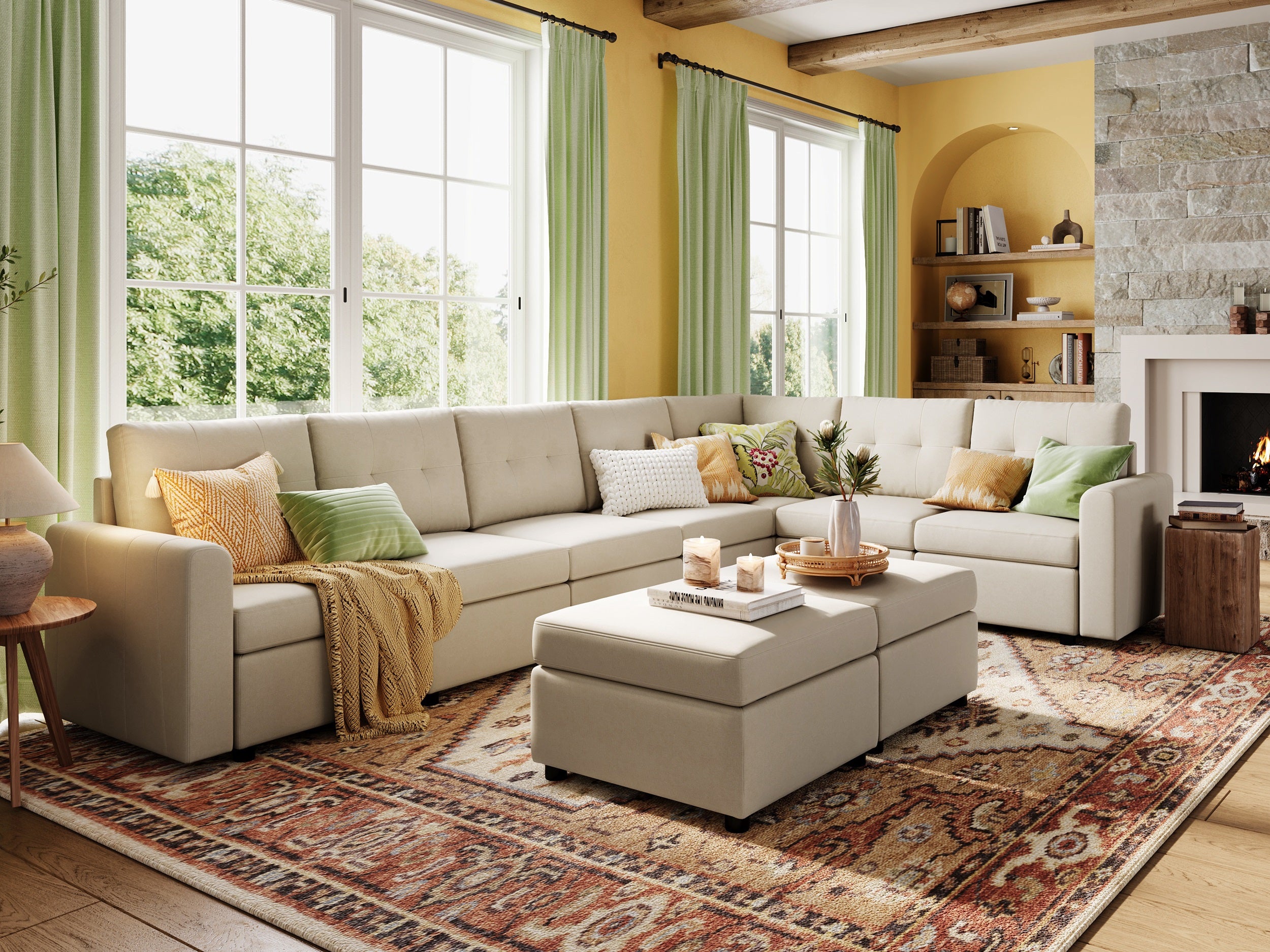 RUBIK III 6 Seats with Corner & 2 Ottomans - LINSY HOME