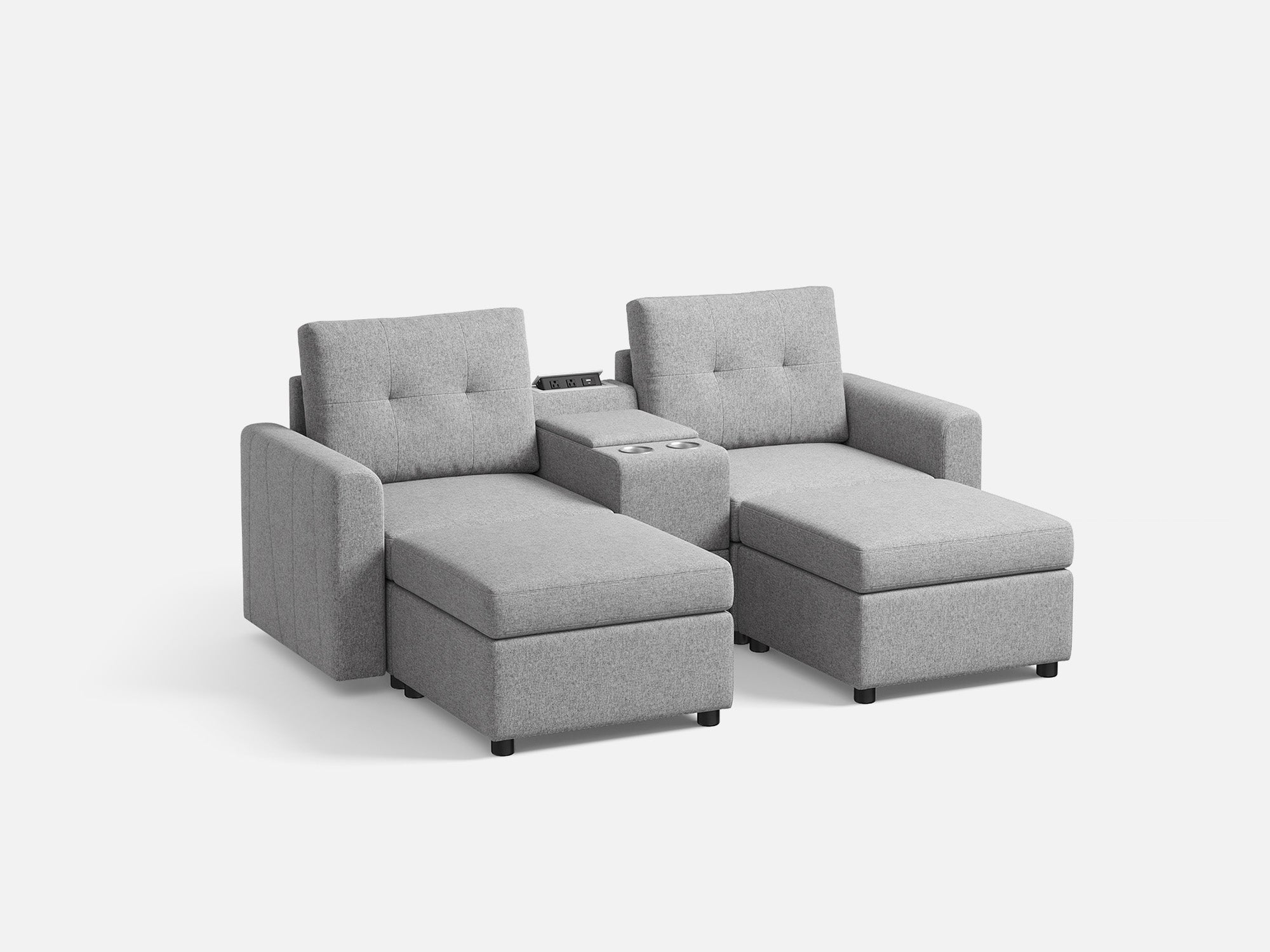 RUBIK III 2 Seats with 2 Ottomans & Console - LINSY HOME