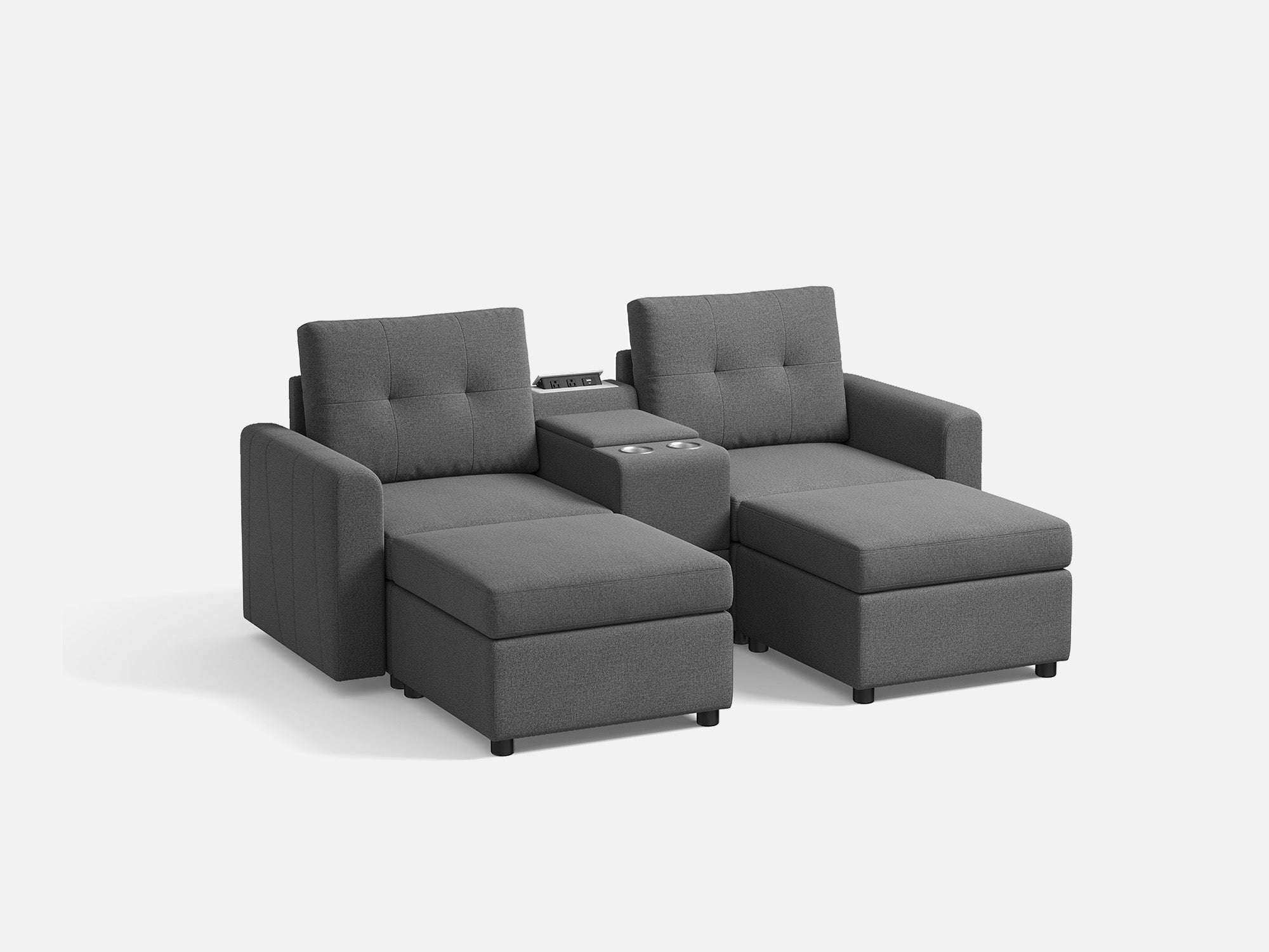 RUBIK III 2 Seats with 2 Ottomans & Console - LINSY HOME