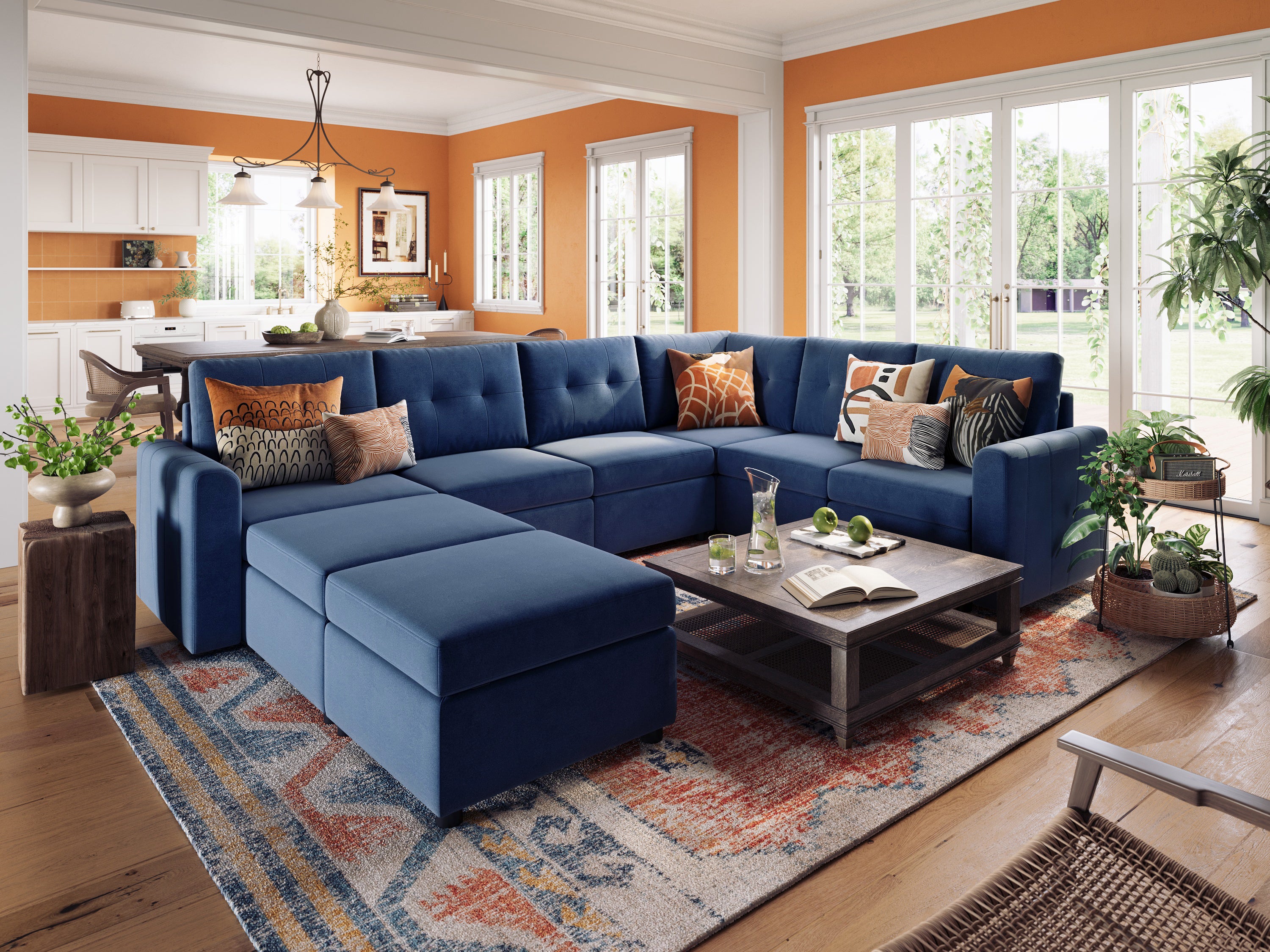 RUBIK III 5 Seats with Corner & 2 Ottomans and An Additional Set of Covers - LINSY HOME