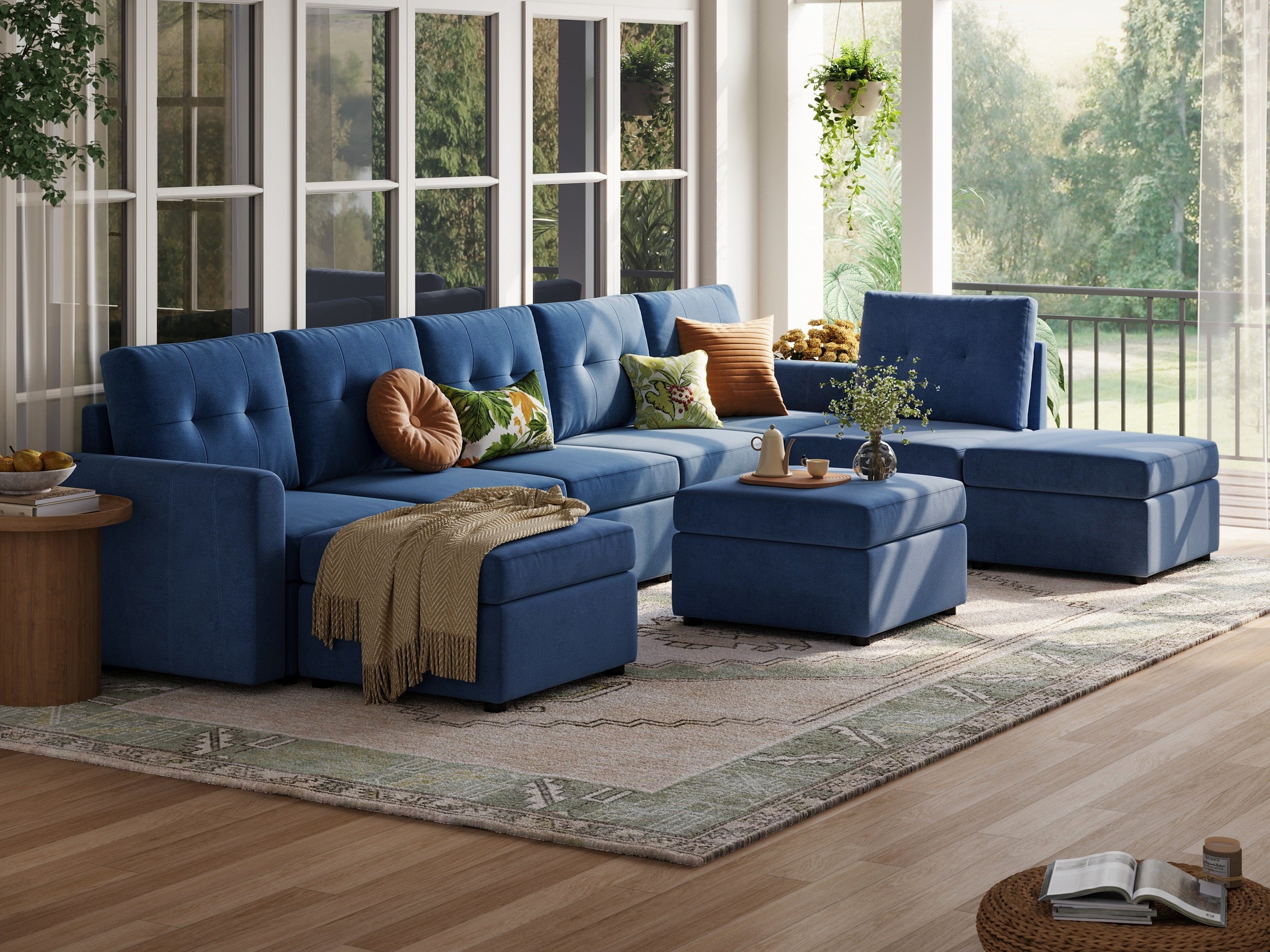 RUBIK III 6 Seats With 3 Ottomans - LINSY HOME