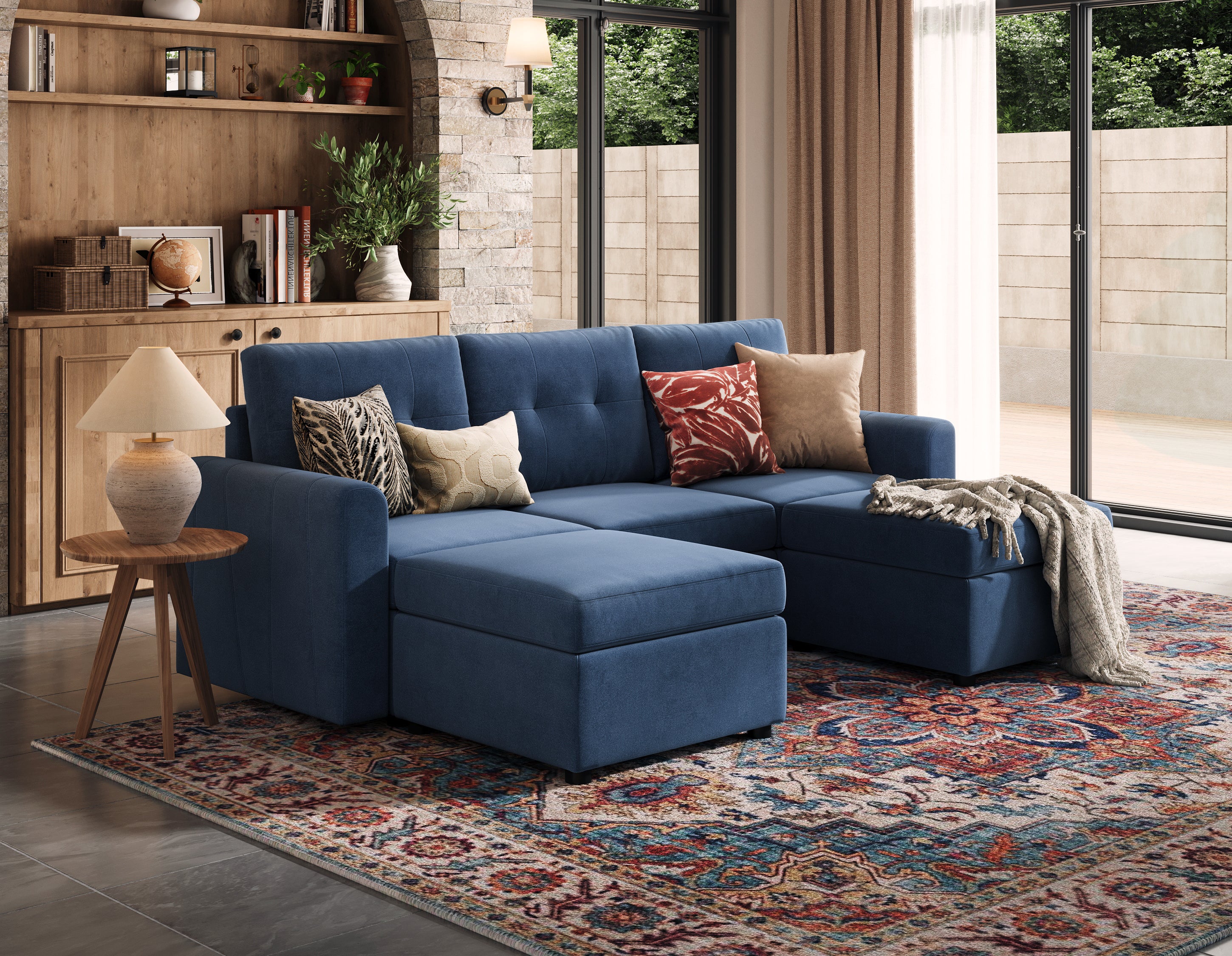 RUBIK III 3 Seats with 2 Ottomans - LINSY HOME