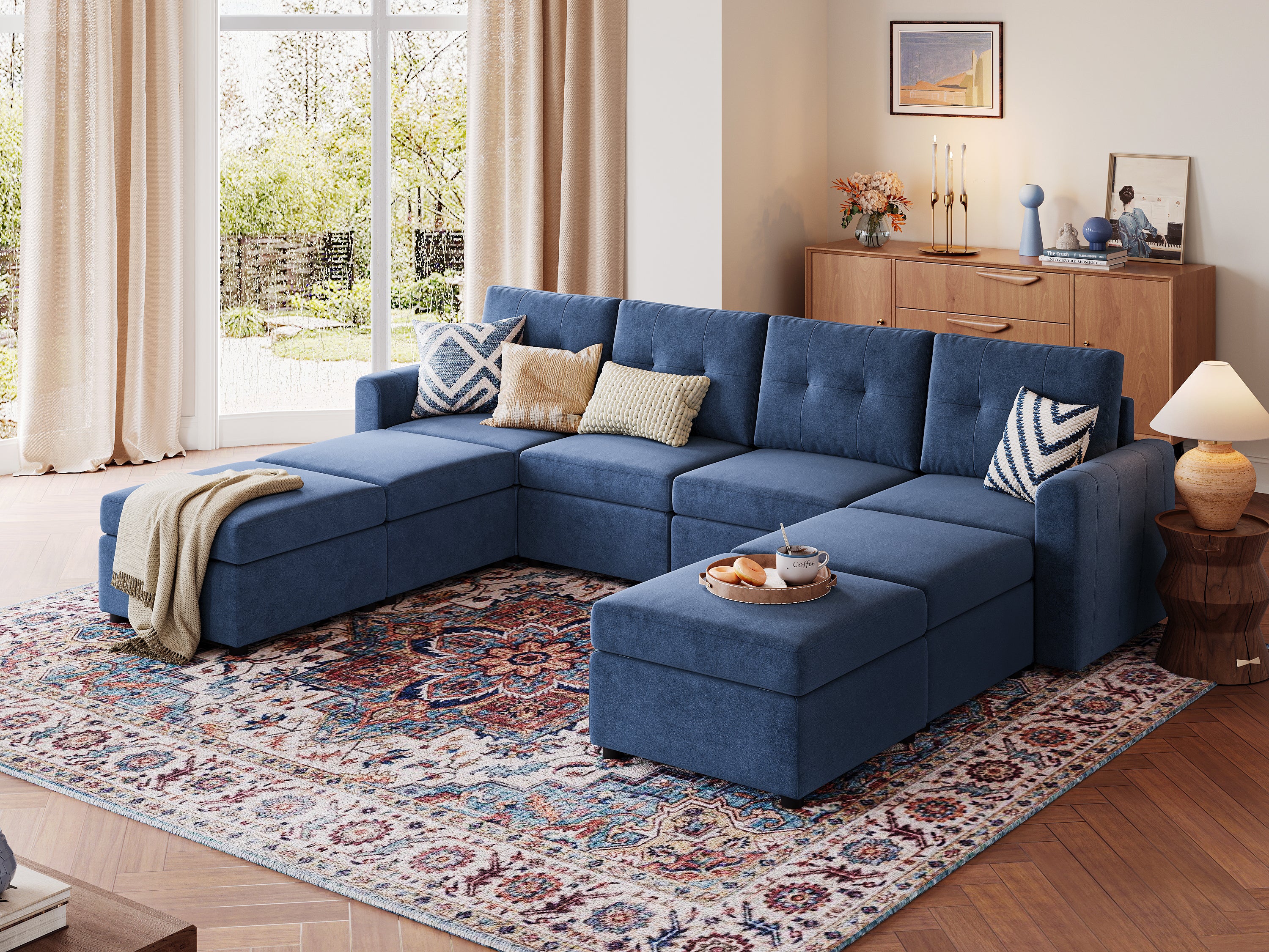 RUBIK III 4 Seats with 4 Ottomans - LINSY HOME