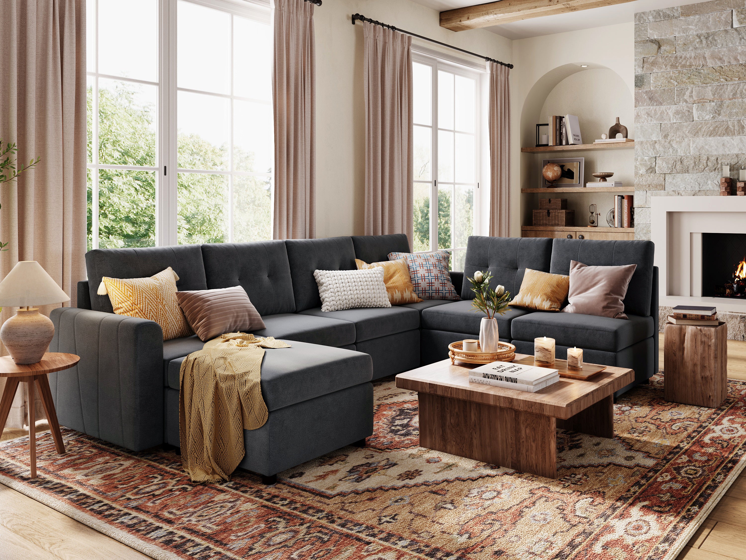 RUBIK III 6 Seats with Ottoman and An Additional Set of Covers - LINSY HOME