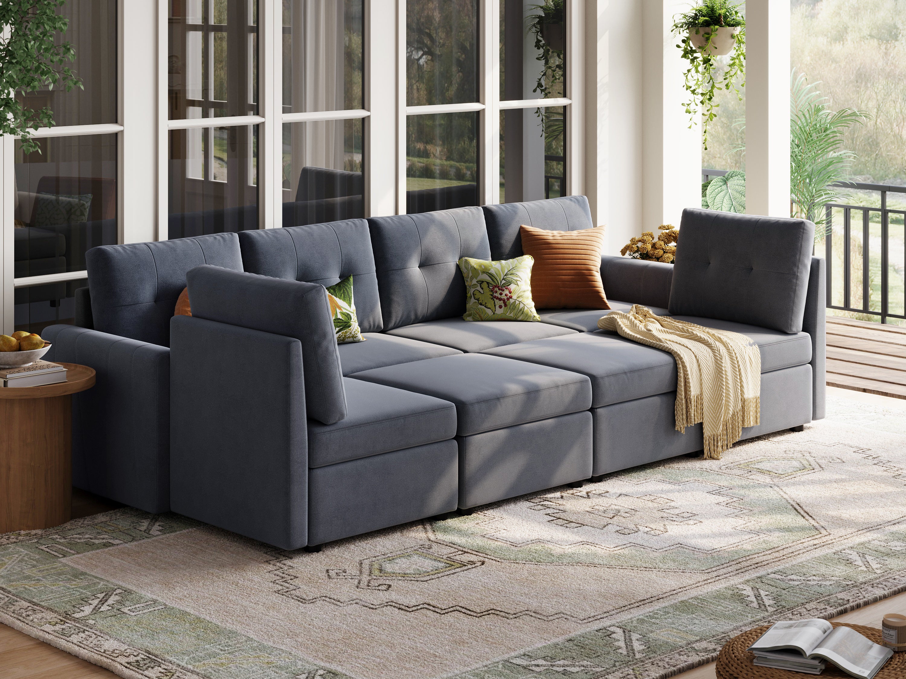 RUBIK III 6 Seats with 2 Ottomans and An Additional Set of Covers - LINSY HOME