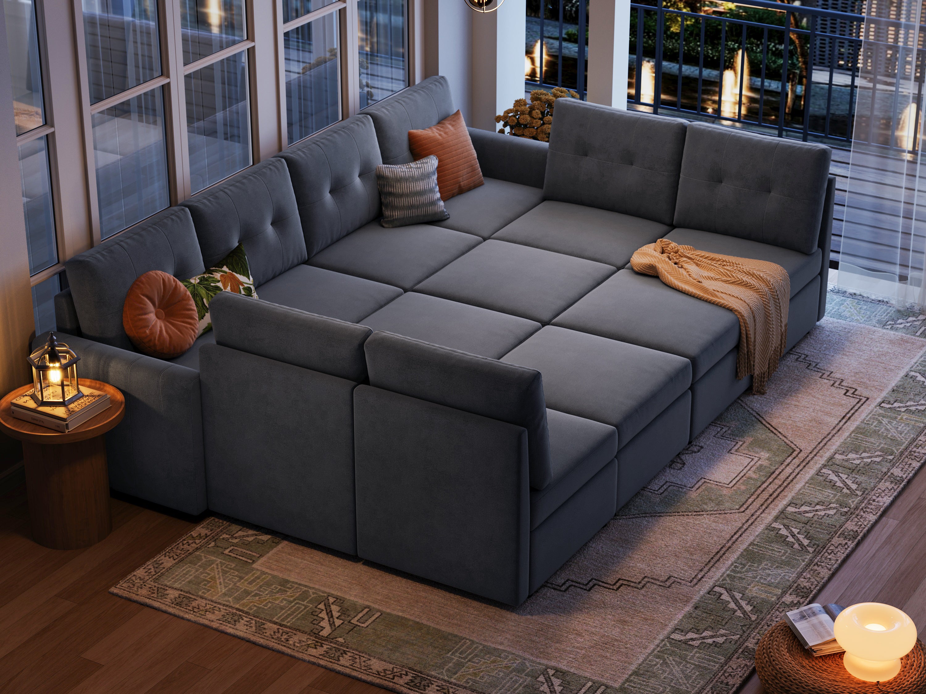 RUBIK III 8 Seats with 4 Ottomans and An Additional Set of Covers - LINSY HOME