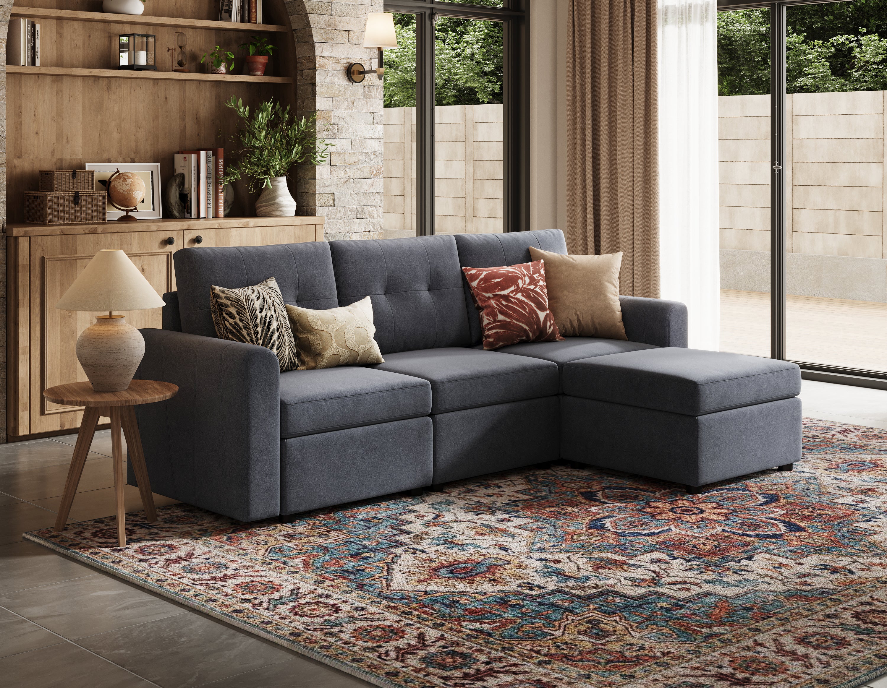 RUBIK III 3 Seats with Ottoman - LINSY HOME