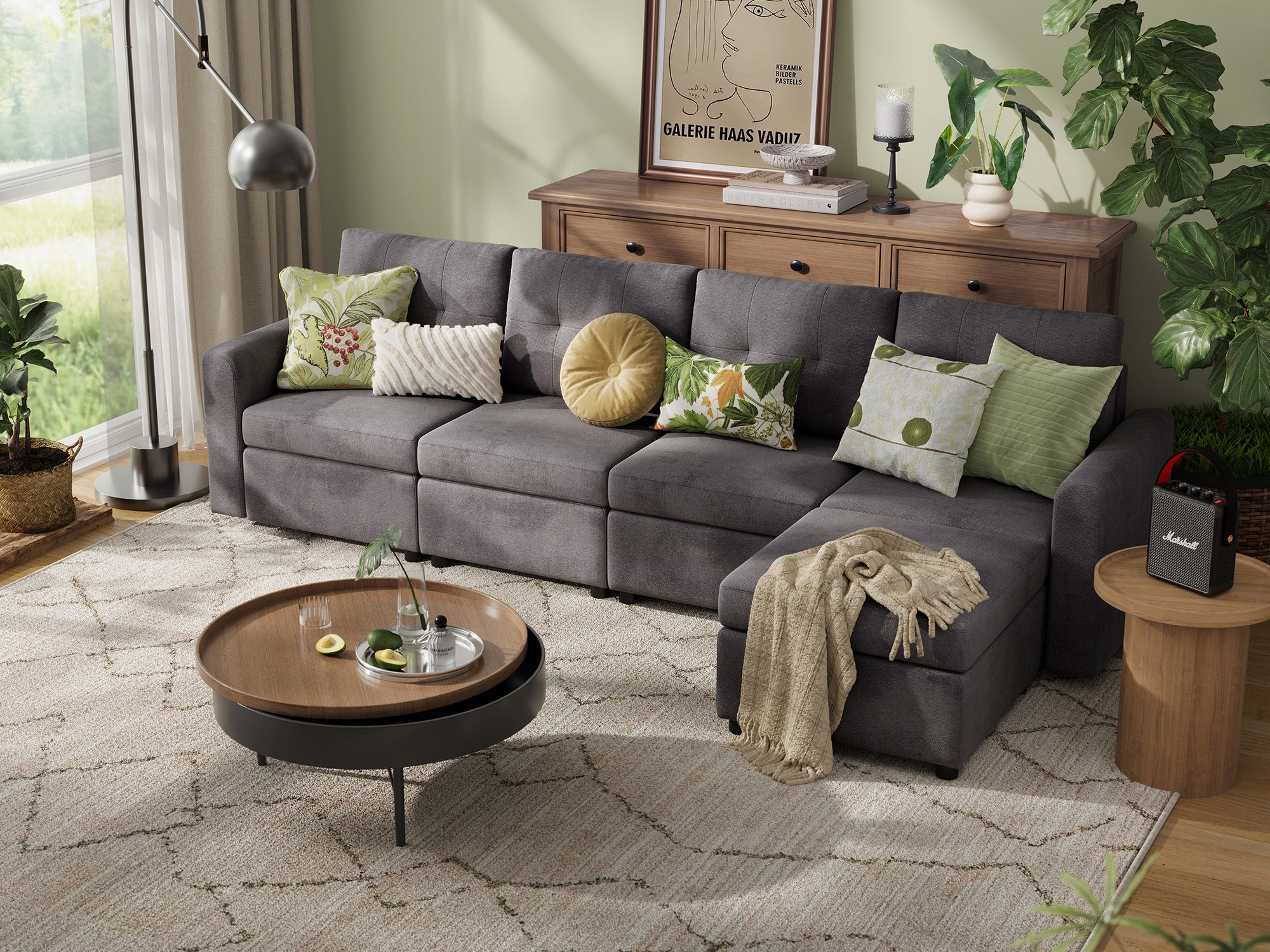 RUBIK III 4 Seats with Ottoman - LINSY HOME
