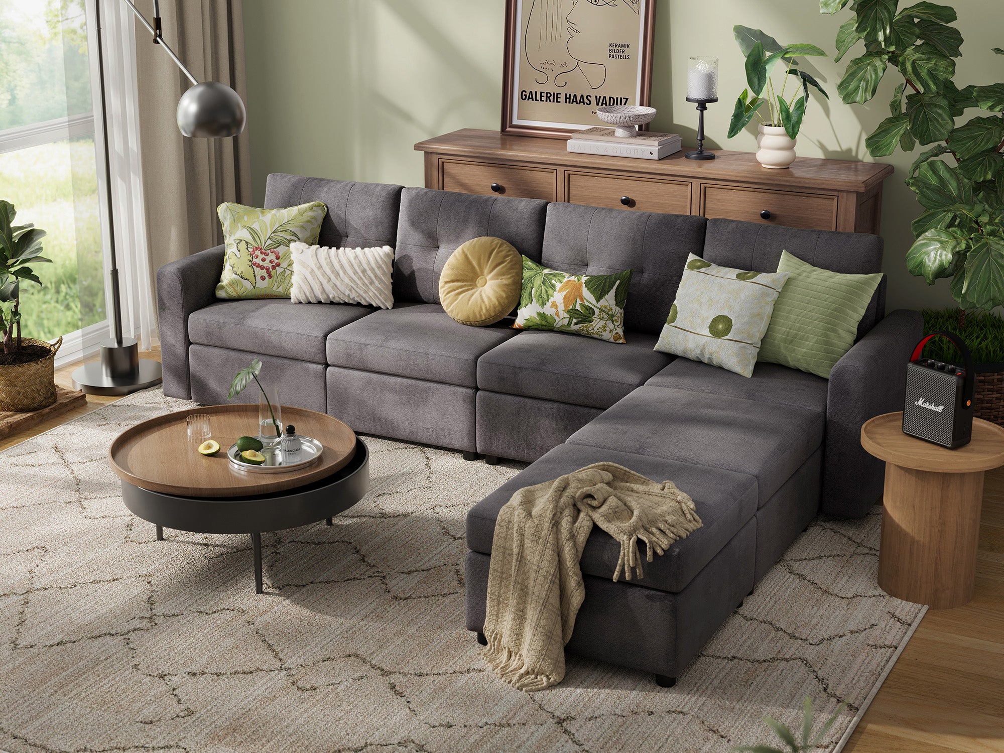 RUBIK III 4 Seats with 2 Ottomans - LINSY HOME