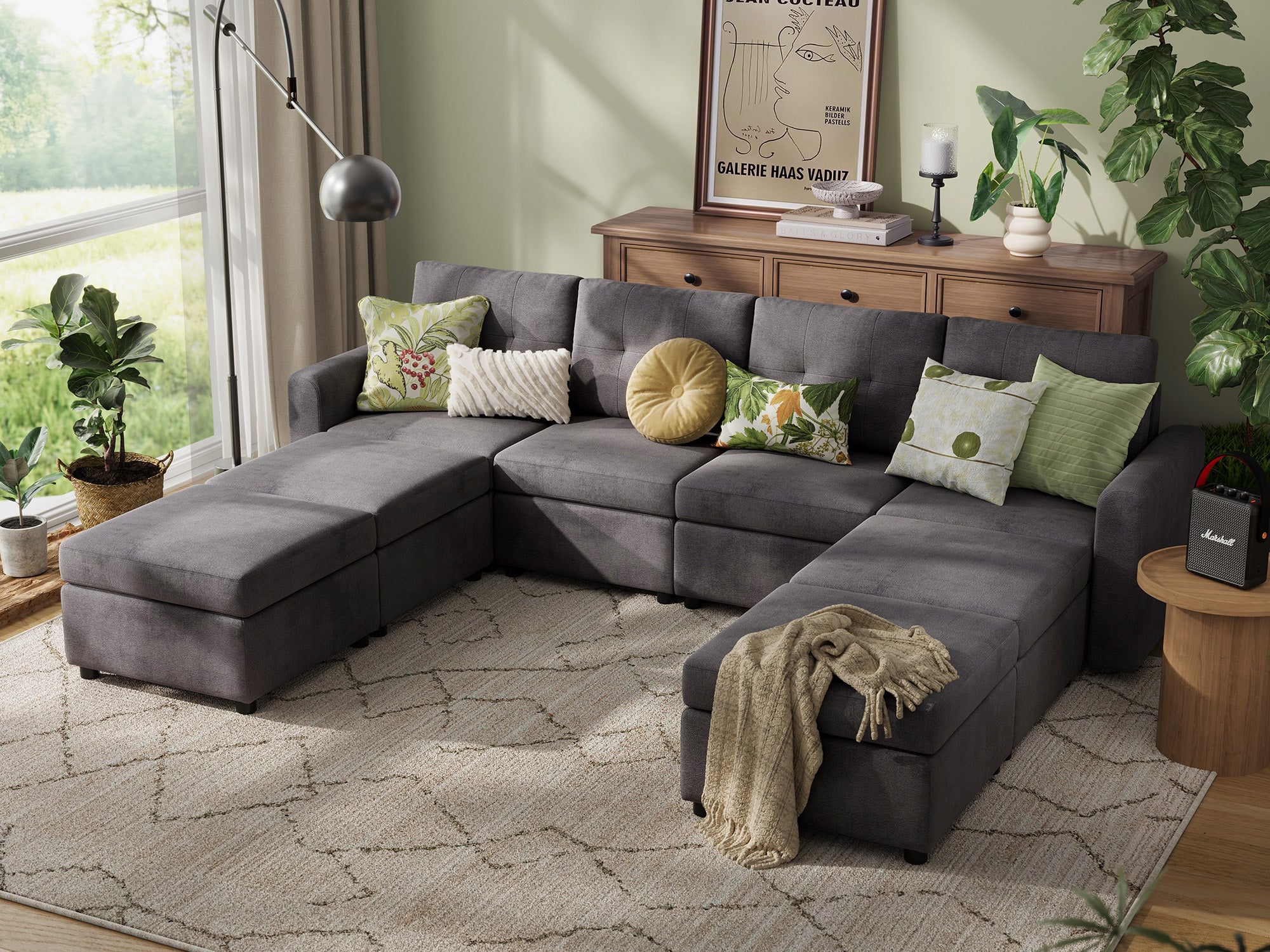 RUBIK III 4 Seats with 4 Ottomans - LINSY HOME