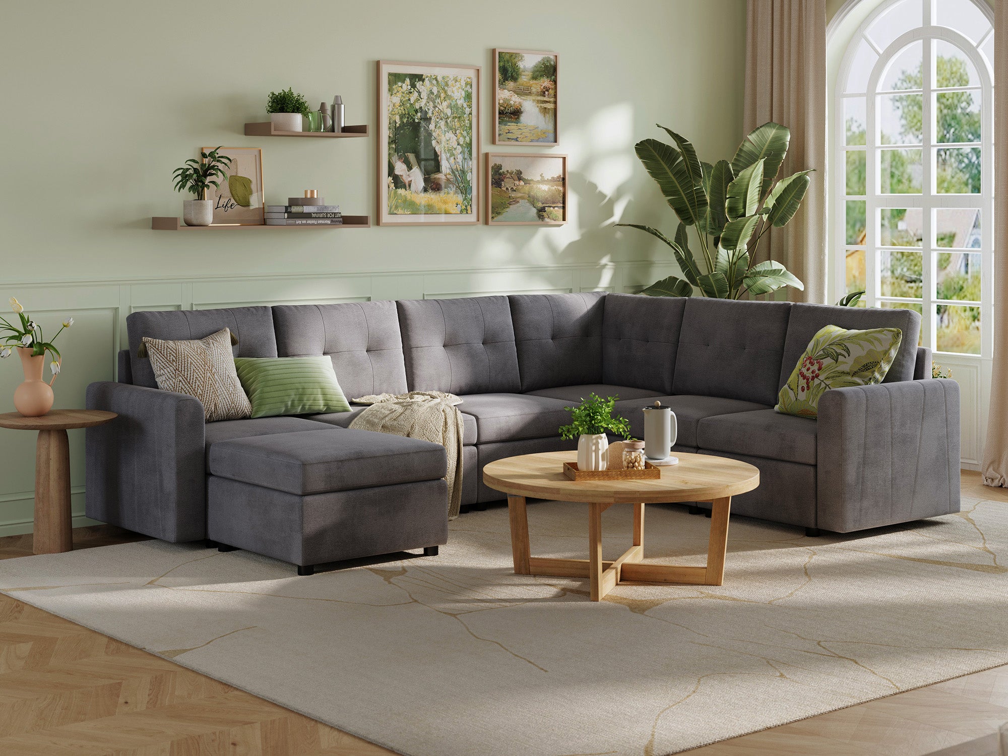 RUBIK III 5 Seats with Corner & Ottoman - LINSY HOME