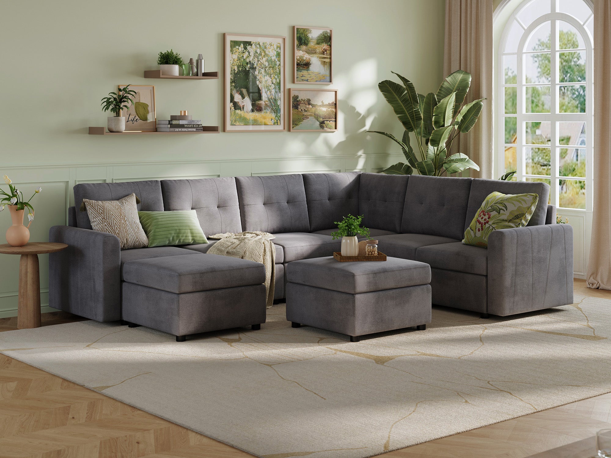 RUBIK III 5 Seats with Corner & 2 Ottomans and An Additional Set of Covers - LINSY HOME