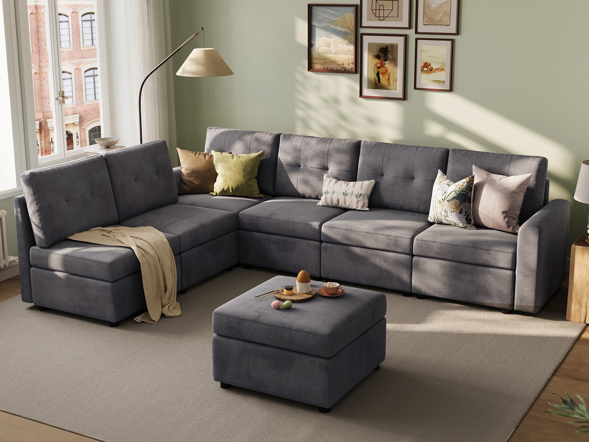 RUBIK III 6 Seats with Ottoman and An Additional Set of Covers - LINSY HOME