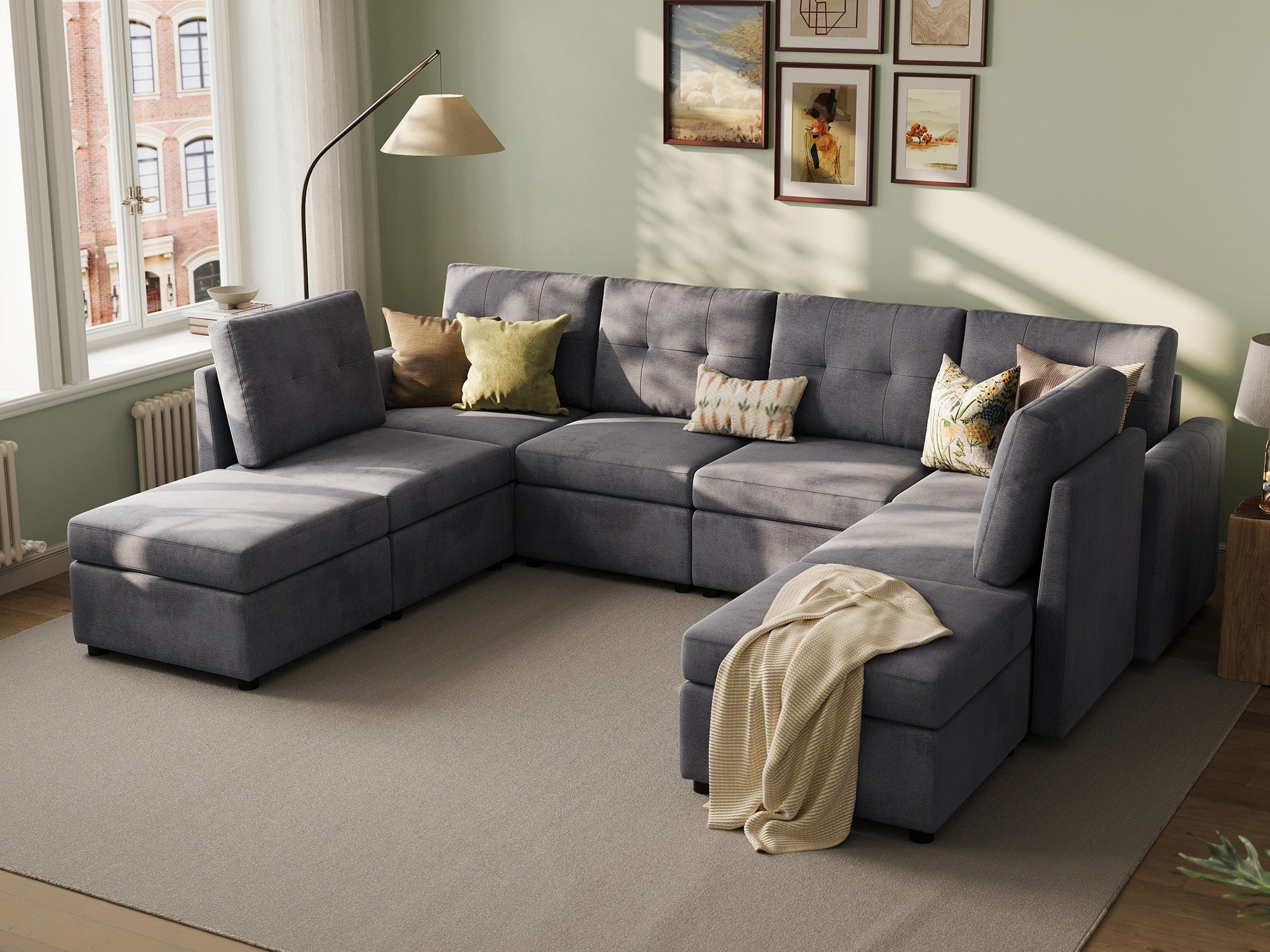 RUBIK III 6 Seats with 2 Ottomans and An Additional Set of Covers - LINSY HOME