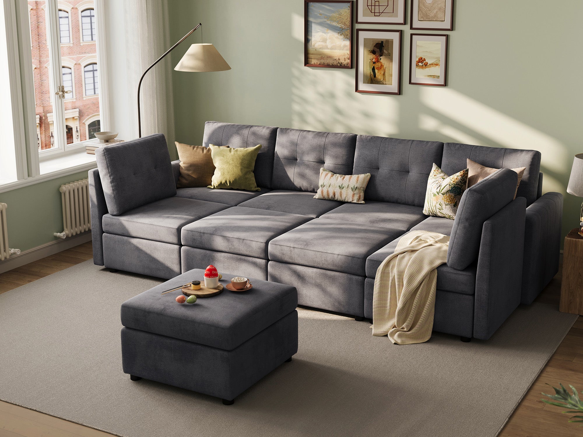 RUBIK III 6 Seats With 3 Ottomans - LINSY HOME