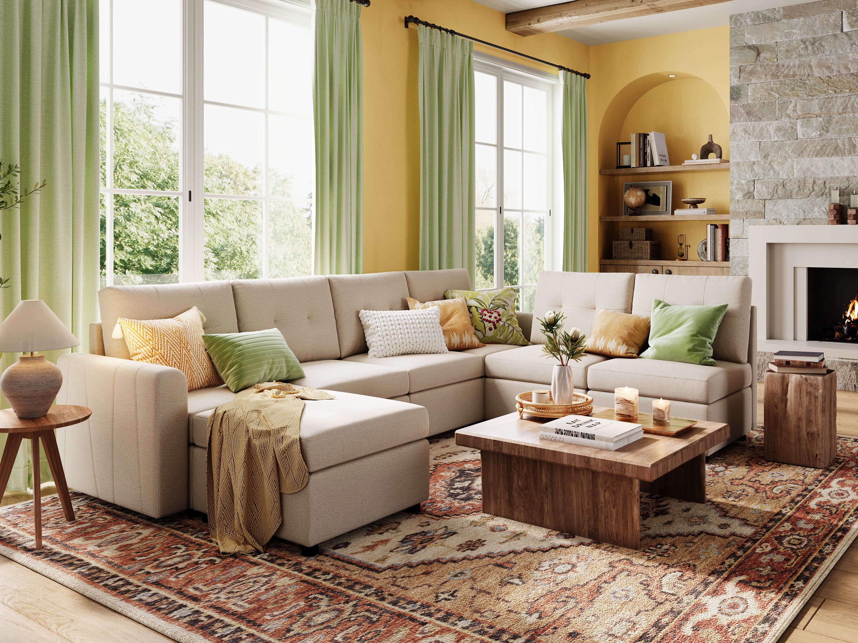 RUBIK III 6 Seats with Ottoman and An Additional Set of Covers - LINSY HOME